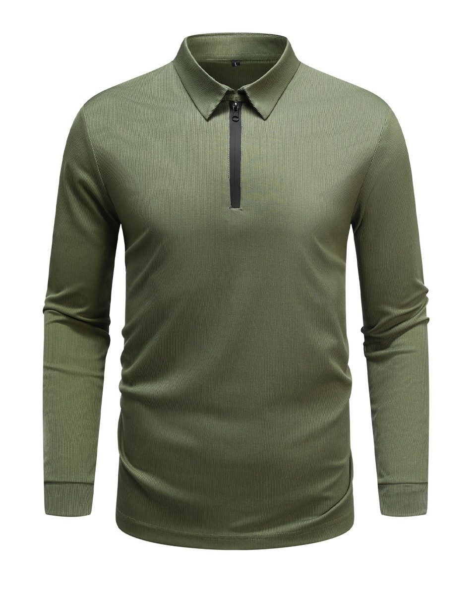 Allthemen Langarm-Poloshirt mit Reißverschluss Herren Poloshirt günstig online kaufen
