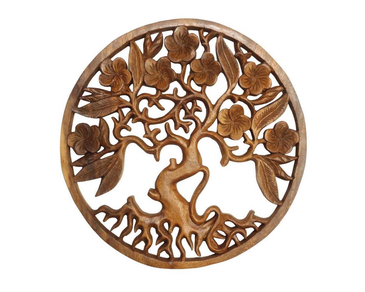 Oriental Galerie Holzbild Mandala Lebensbaum Wandbild Holz 30 cm, Lebensbaum (1 St), Dekoration zum aufhängen, Schnitzerei, Tree of life