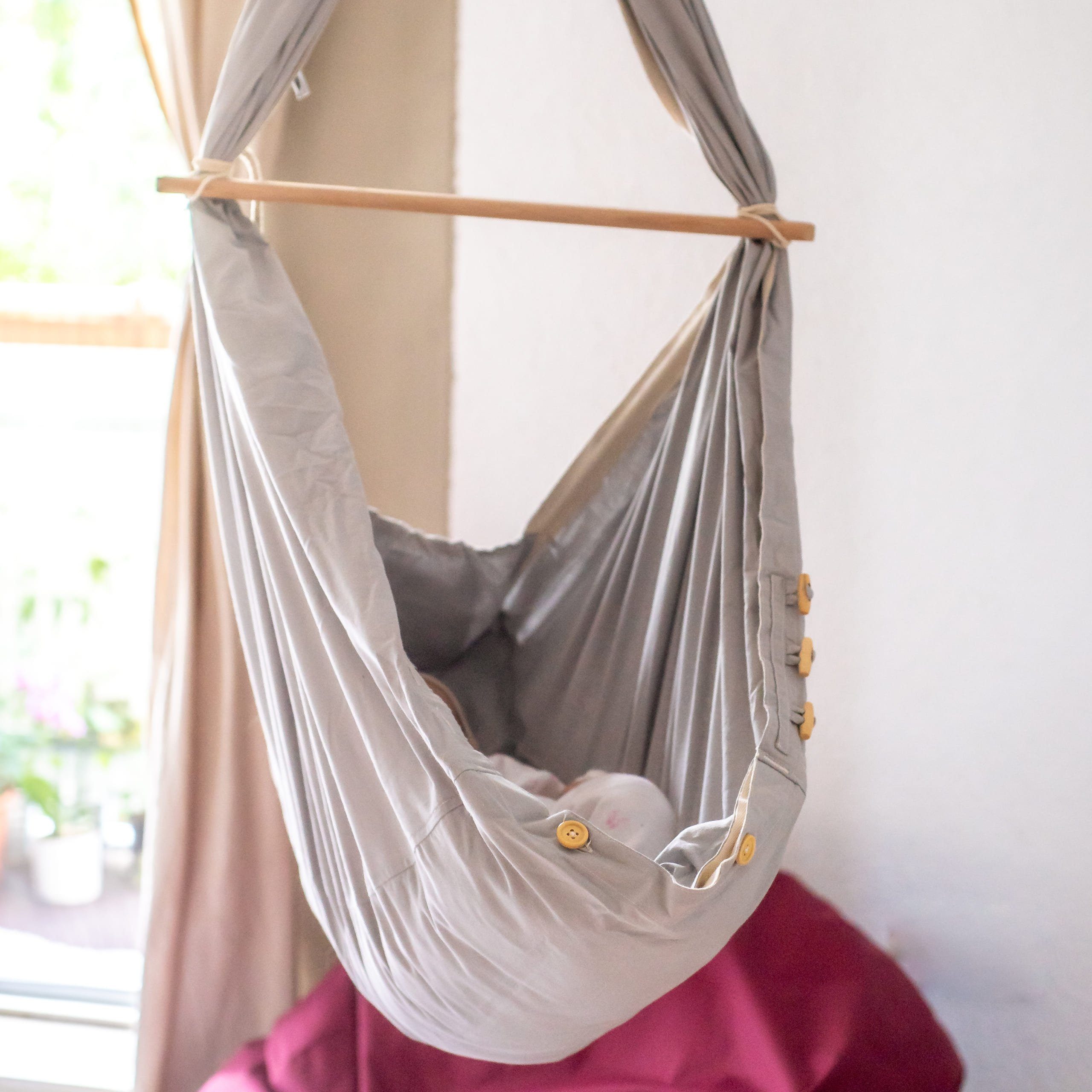 Stubenbett Federwiege Bio Grey mit Tipi Weiß