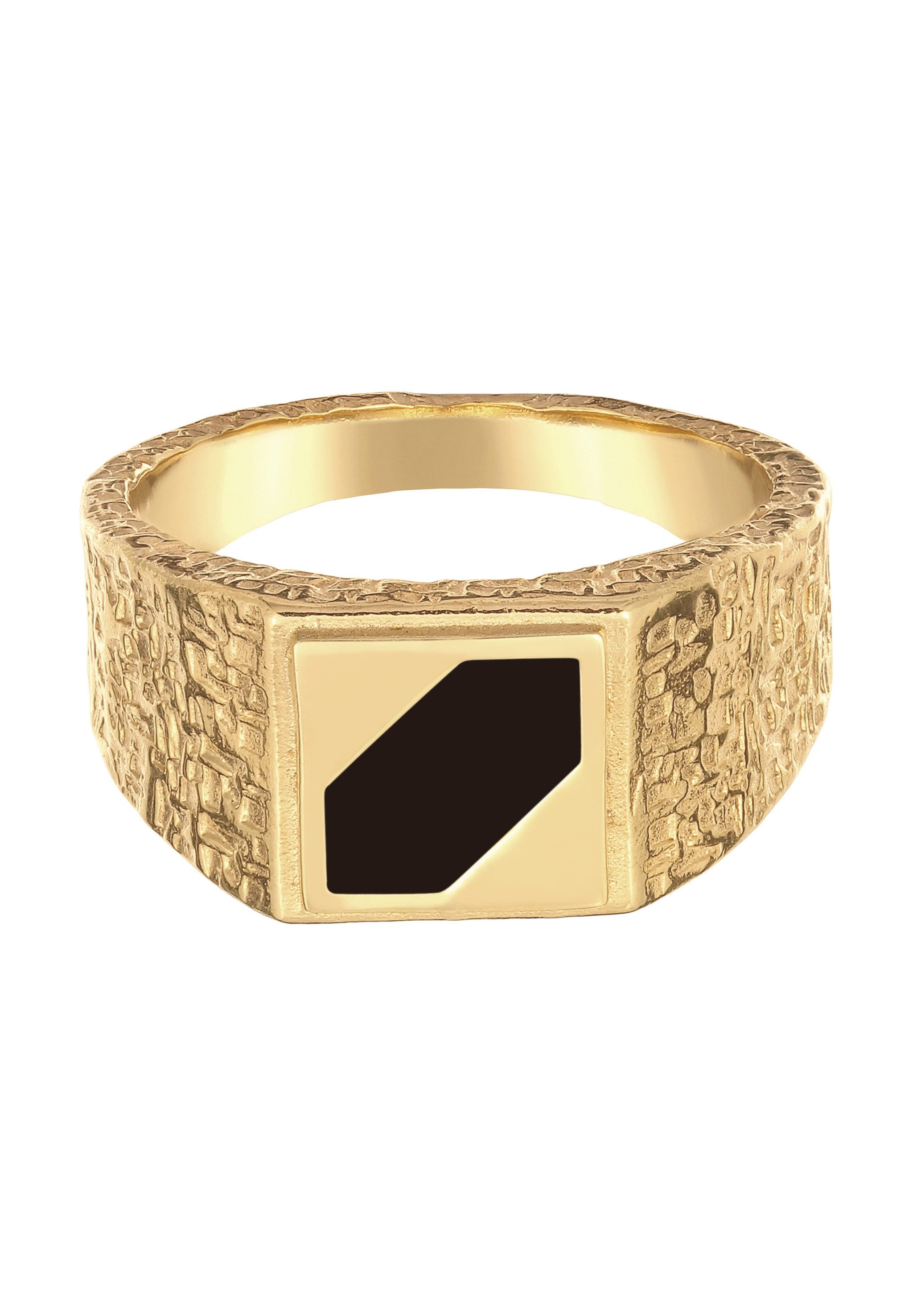 Kuzzoi Siegelring Siegelring Quadrat Strukturiert Emaille Schwarz 925 Sterling Silber