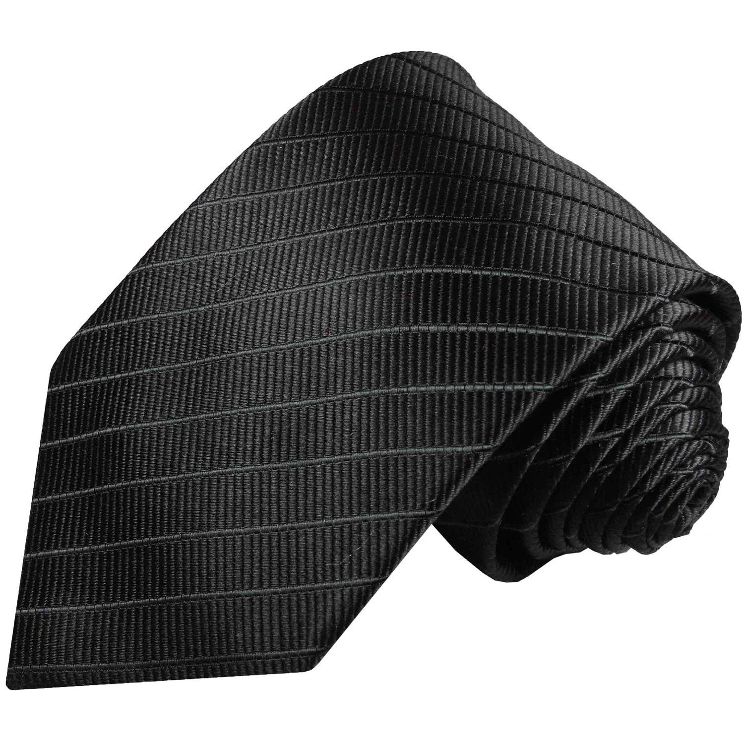 Paul Malone Krawatte Designer Seidenkrawatte Herren Schlips modern uni gestreift 100% Seide Breit (8cm), schwarz 475