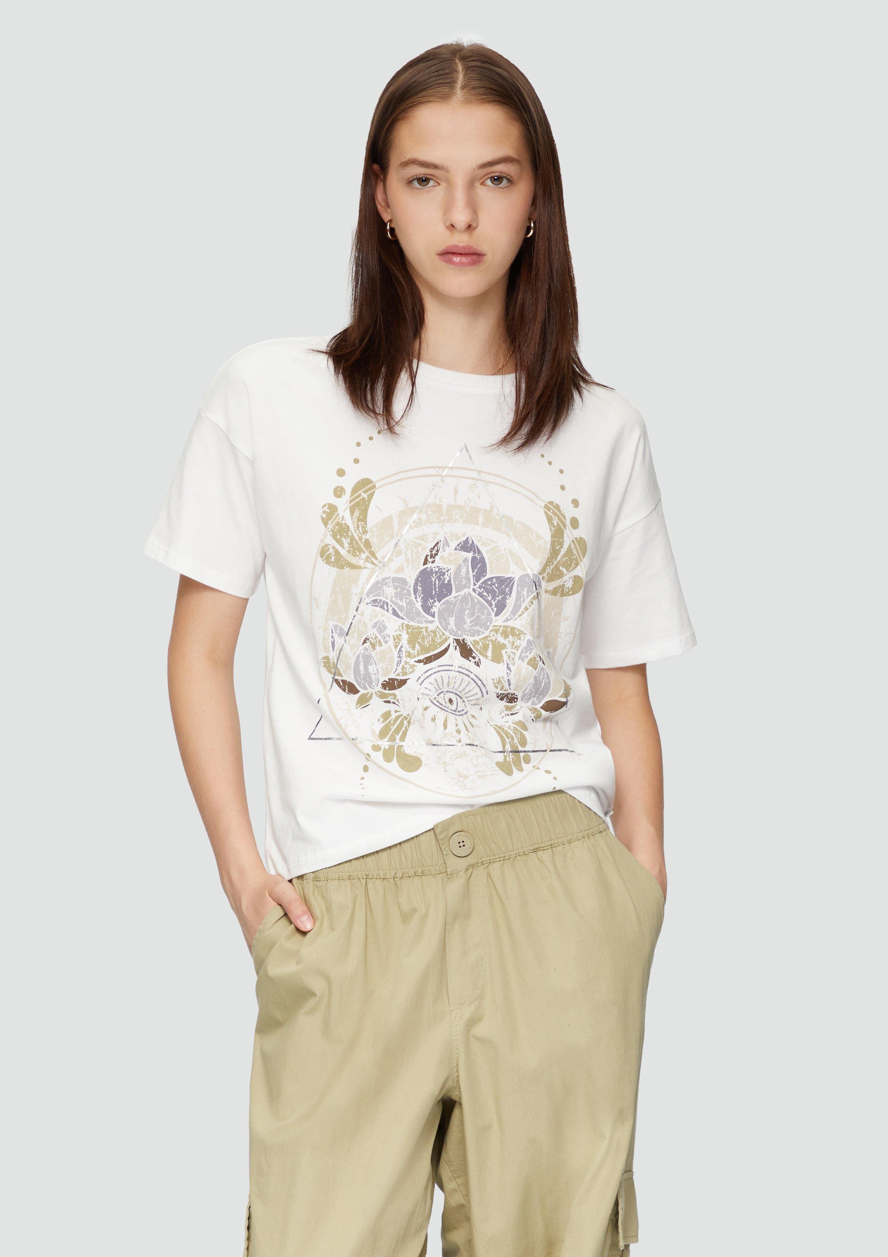 QS Kurzarmshirt Print-T-Shirt mit überschnittenen Schultern günstig online kaufen