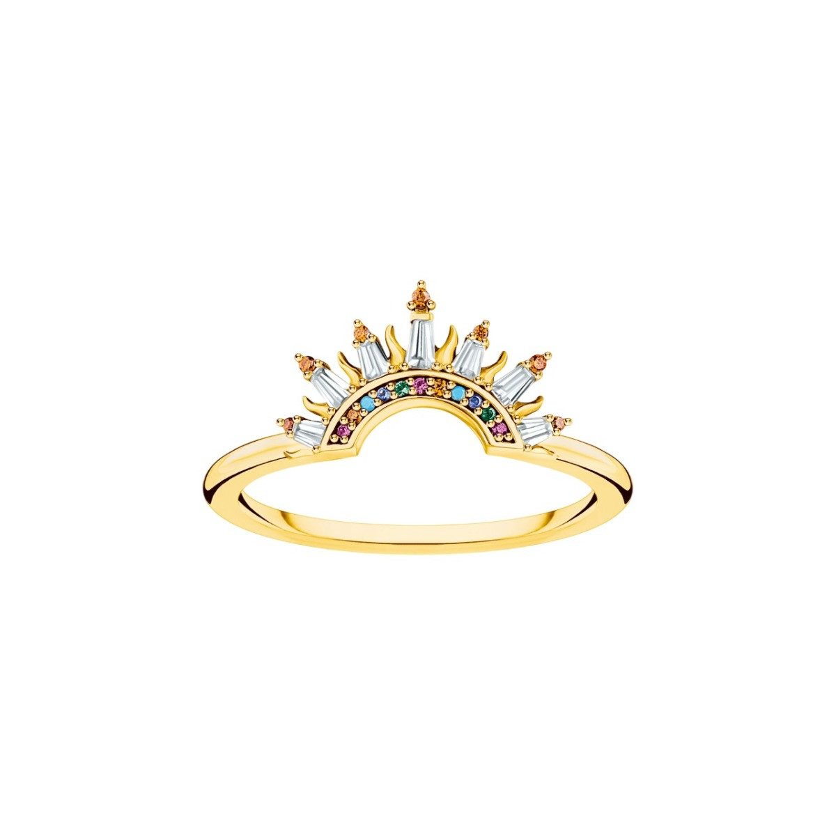 THOMAS SABO Silberring Ring Sonnenstrahlen Bunt Vergoldet TR2456-488-7 Gr. 58