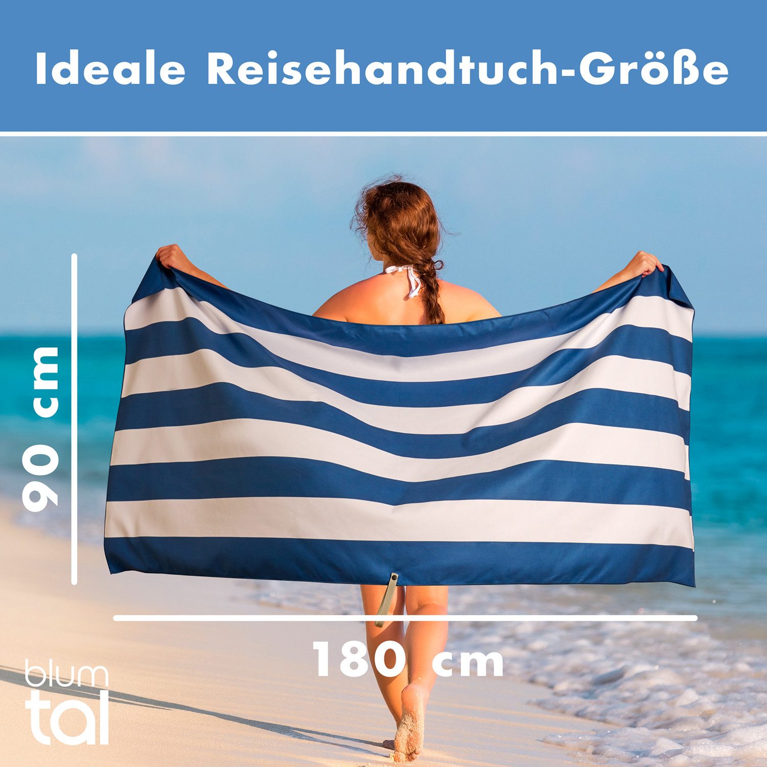 Blumtal Reisehandtuch Strandhandtuch 90x180 cm aus Mikrofaser - kompakt & s günstig online kaufen