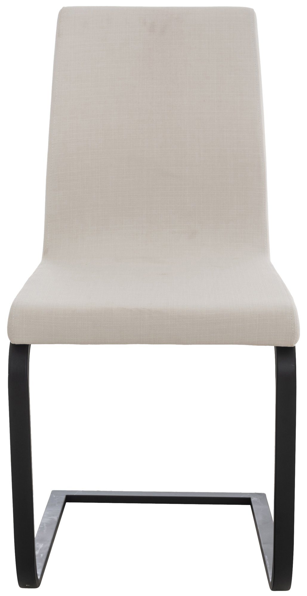 Esszimmerstuhl Sitzfläche: Bellle Freischwinger), (Küchenstuhl Konferenzstuhl Sitzfläche weiß gepolsterter TPFLiving - matt - hochwertig - Wohnzimmerstuhl mit Gestell: Stoff - schwarz Metall