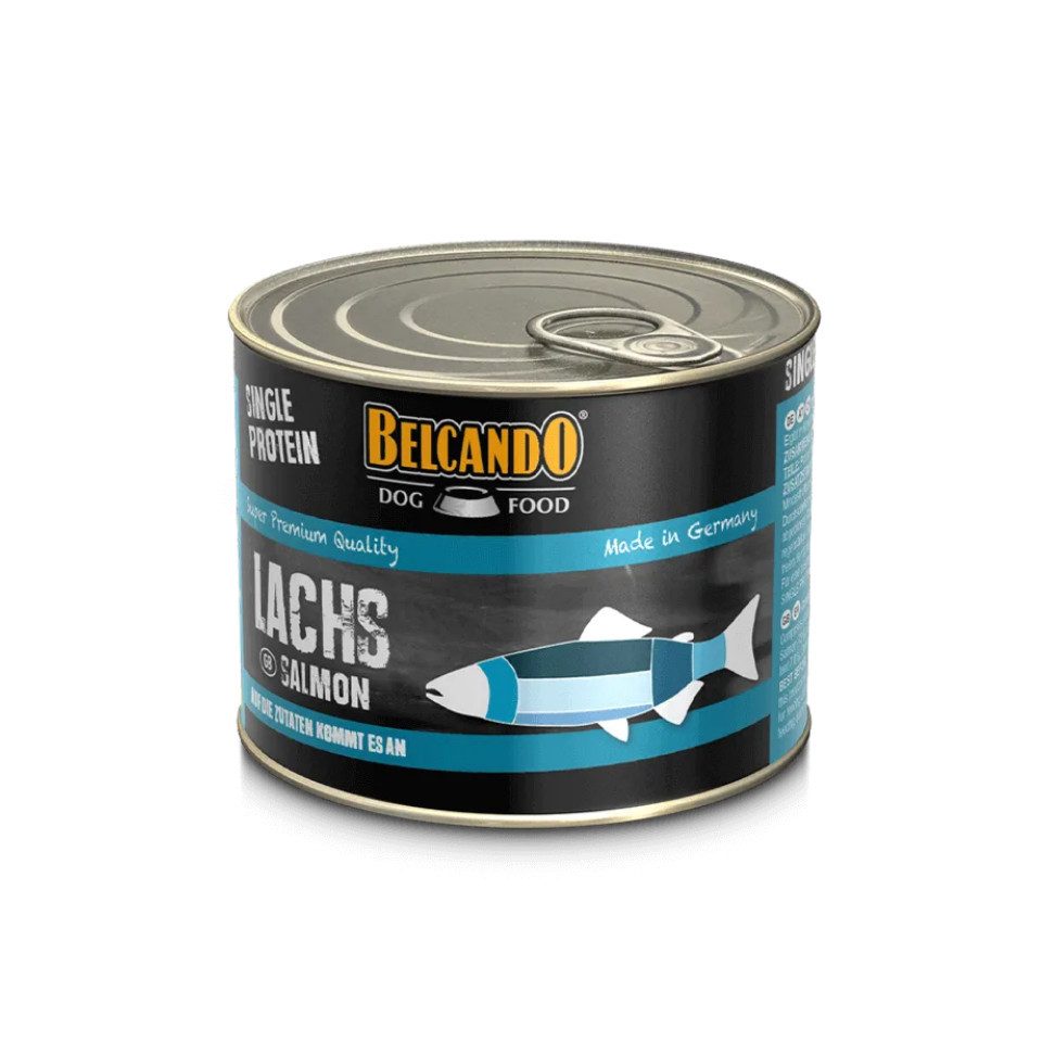 Belcando Single Protein Lachs - hochwertiges Nassfutter ohne Zusätze 6x200g, Nassfutter für: Hunde