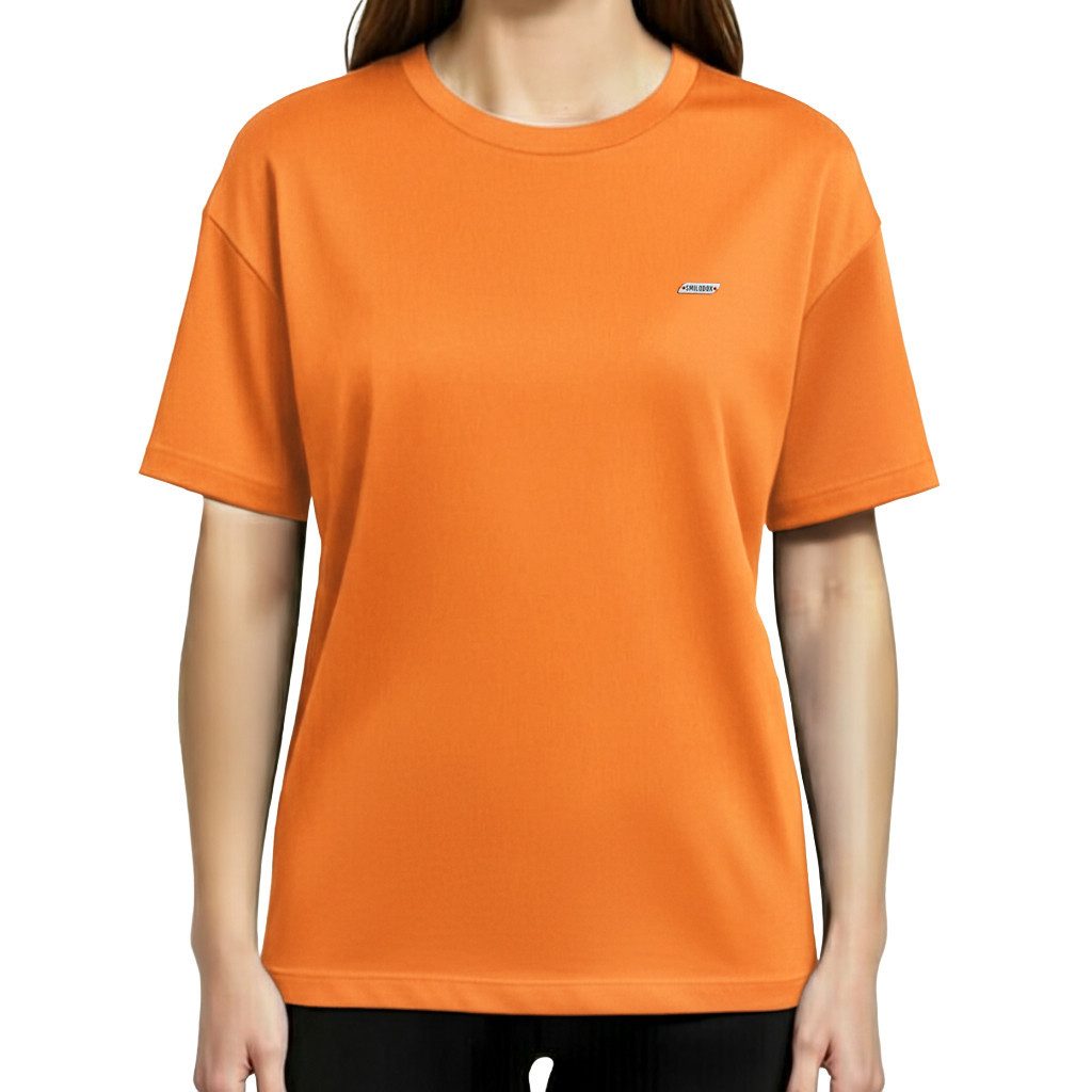 Smilodox T-Shirt Lyanna, Oversize Lässiges Shirt, 100% Baumwolle, graviertes Metallabel Kurzarmshirt weiches Material Schlichtes Design Alltag Freizeit