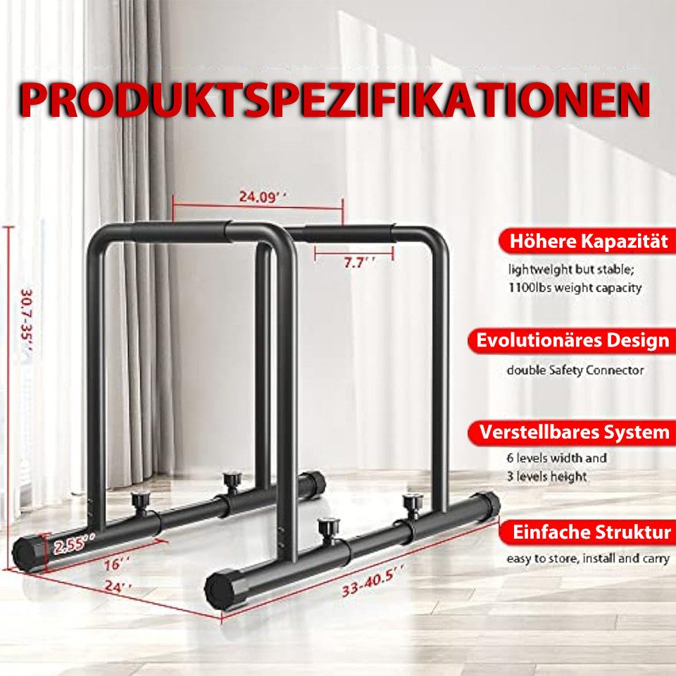 ToteBox Liegestützgriffe 500 kg Dip-Station, funktional, Fitness-Bar mit Sicherheitsanschluss