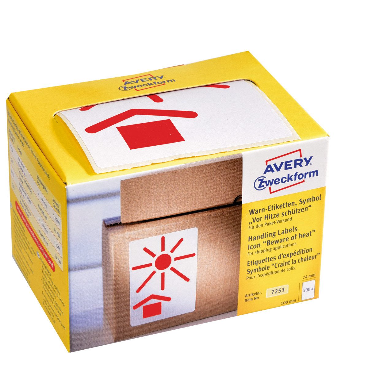 Avery Zweckform Etiketten AVERY Zweckform Warn Etiketten Vor Hitze schützen rot 74x100mm 200