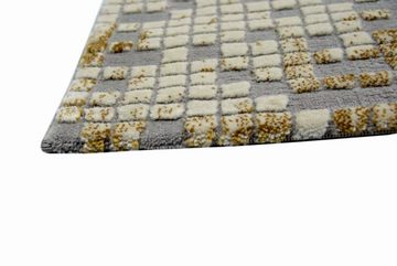 Teppich Teppich modern Wohnzimmer Teppich Mosaik in grau senfgelb, Carpetia, rechteckig, Höhe: 13 mm