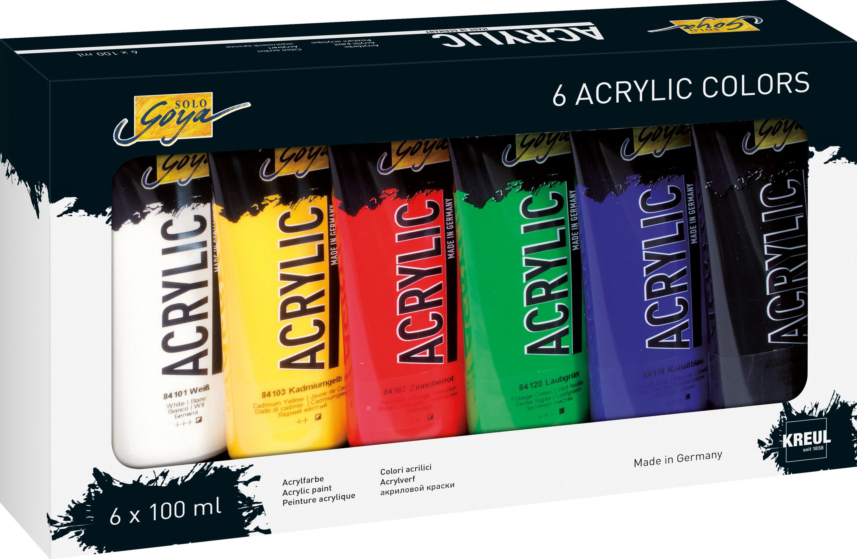 C. KREUL Bastelfarbe Acrylfarben Basic, 6er Set Acrylfarbe