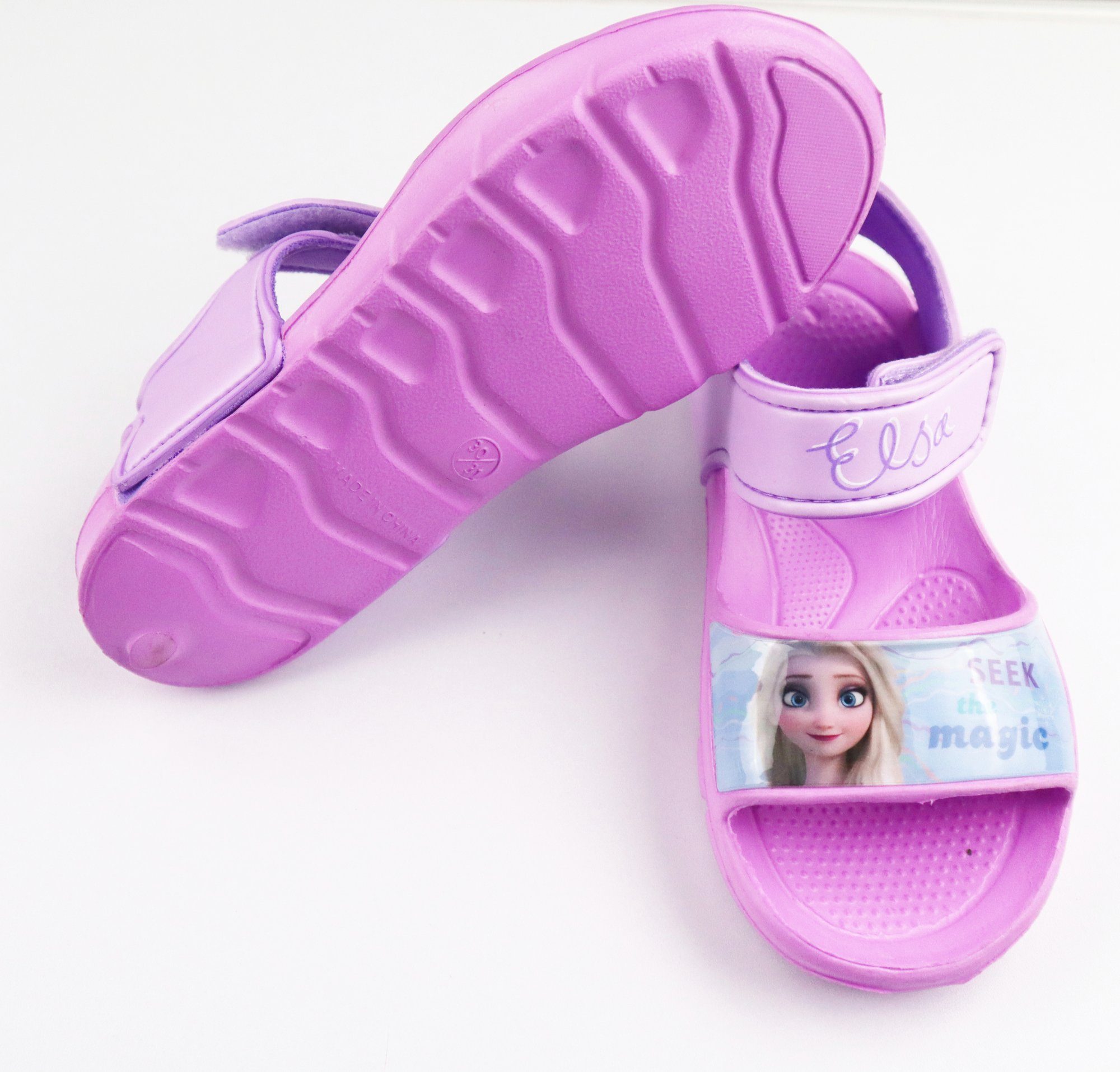 Disney Frozen Die Eiskönigin Elsa Kinder Mädchen Sandalen mit Klettverschluss Sandale Gr. 22 bis 33