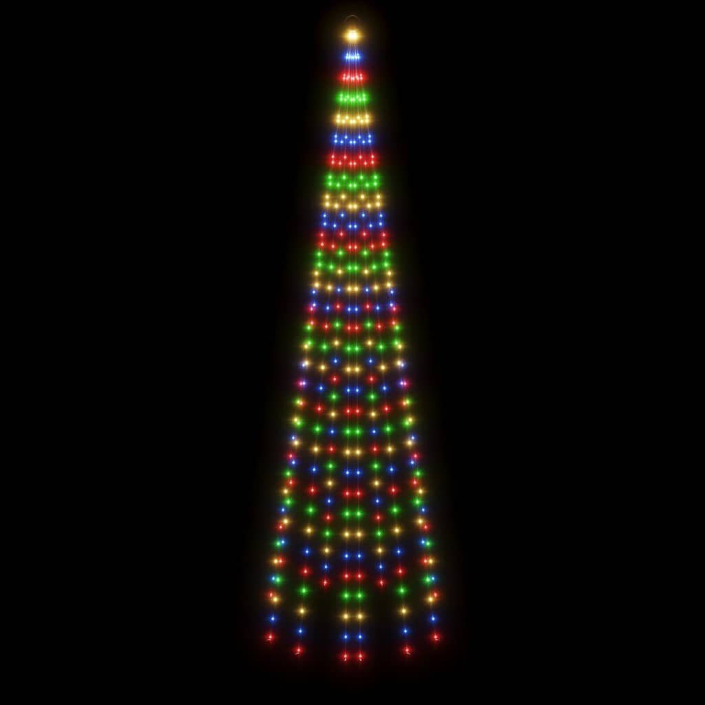 für Mehrfarbig vidaXL 310 (1-tlg) Christbaumschmuck 300 LEDs LED-Weihnachtsbaum cm Fahnenmast
