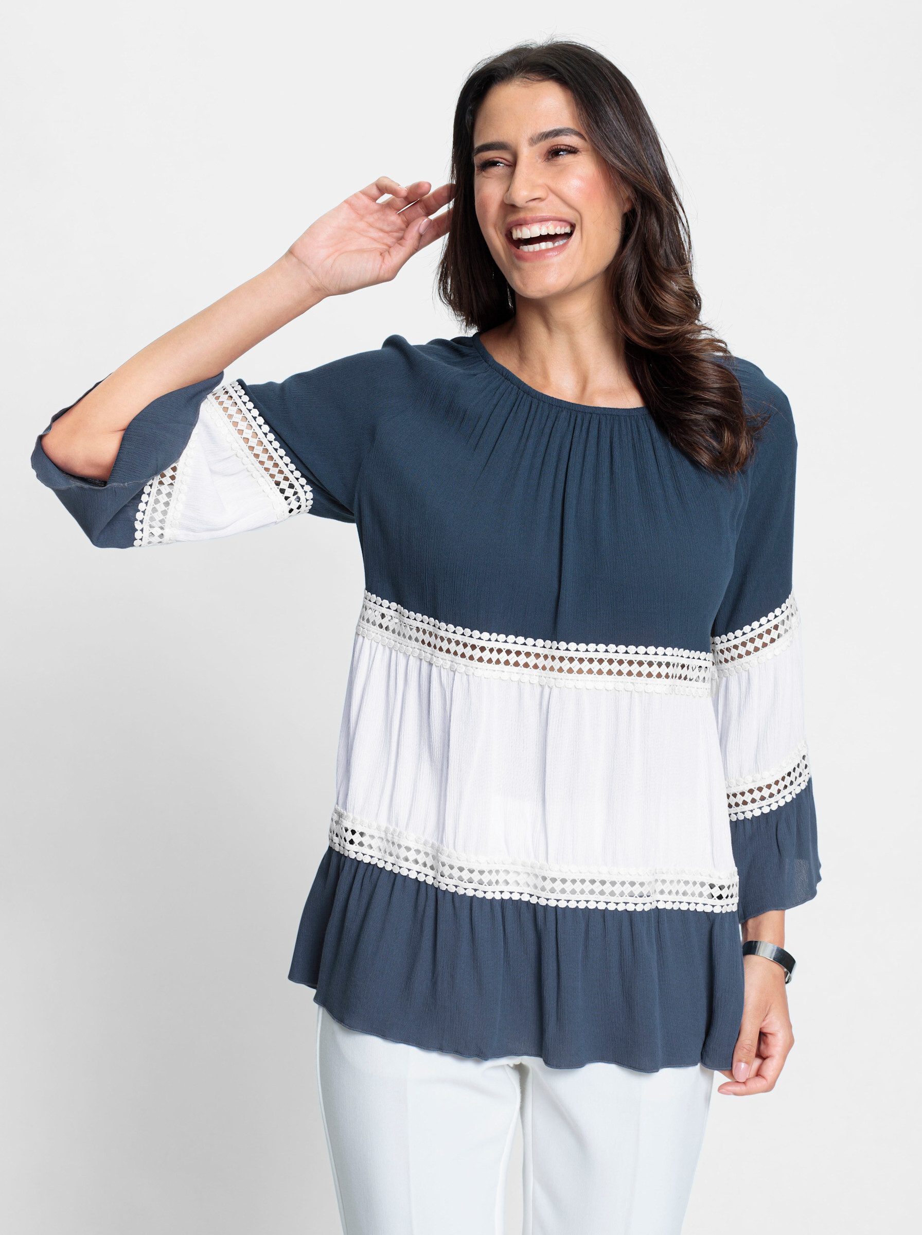 Klassische Bluse Bluse 3/4-Arm