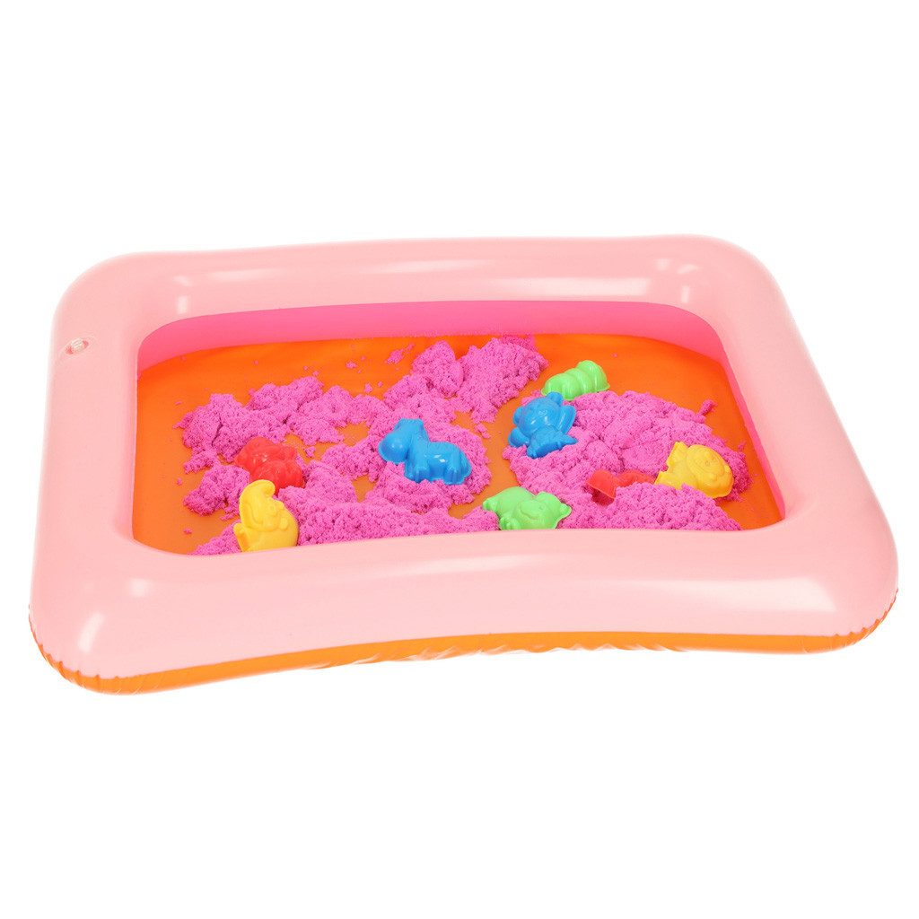 Ikonka Sandkasten Kinetischer Sand Set 1 kg pink mit Sandkasten und 8 Forme günstig online kaufen