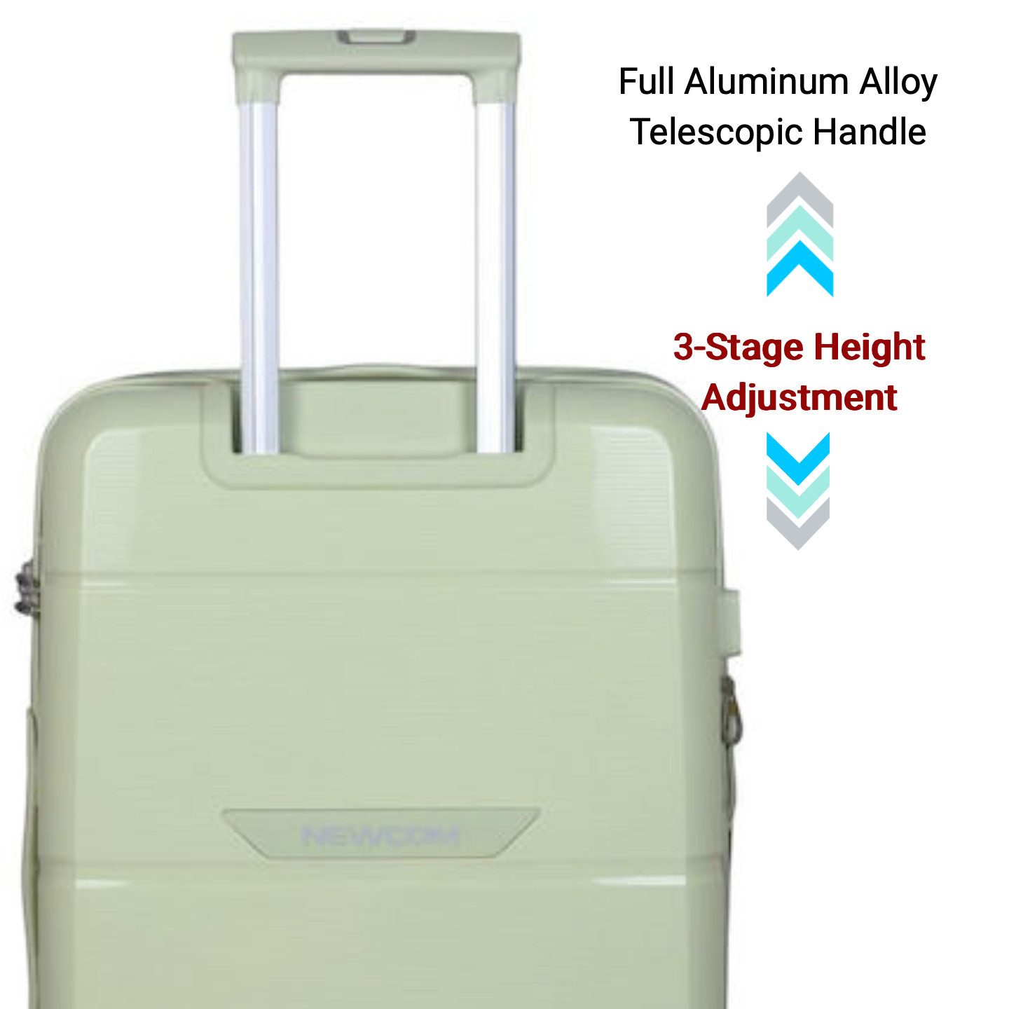 NEWCOM Handgepäck-Trolley Hartschalenkoffer Handgepäck, M/55cm, TSA, Polypropylen, Erweiterbar, 4 Rollen, 360° drehbar, 20Zoll, 54L, Grün, leichter & robuster Reisekoffer