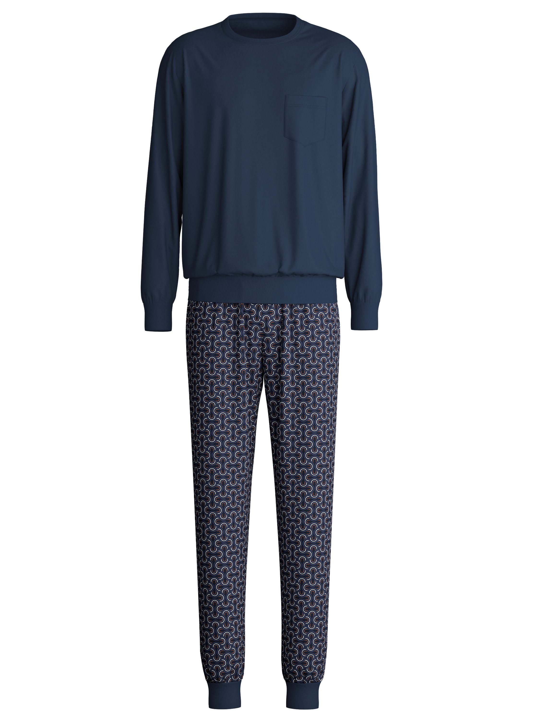 CALIDA Pyjama Relax Imprint Herren (2 tlg) weich, bequem mit Bündchen