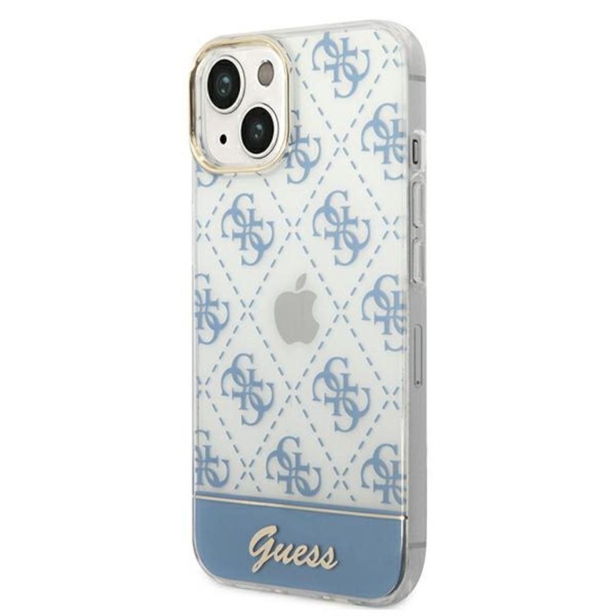 Guess Handyhülle Guess 4G Pattern Script Collection Hardcase Hülle Cover für Apple iPhone 14 Plus Blau