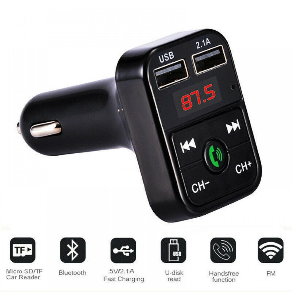 FELIXLEO Zigarettenanzünder-Verteiler FM Transmitter KFZ Dual USB Bluetooth Auto Ladegerät Handy (1-St)