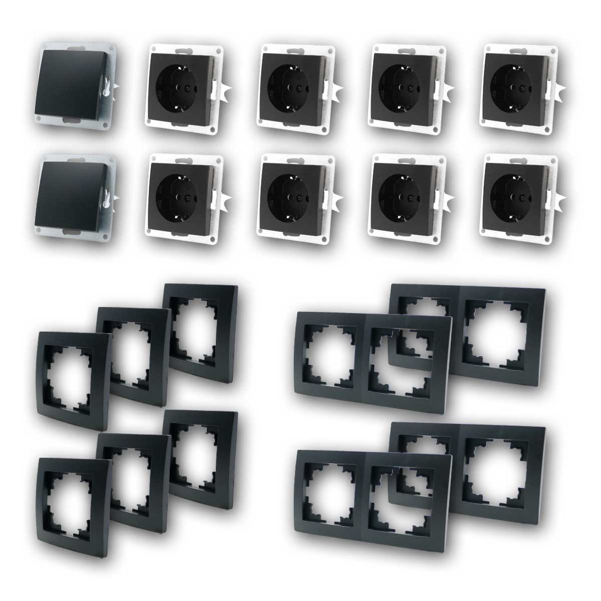 McPower FLAIR Set "Standard Starter" 20-teilig,schw,Schrau Unterputzschalter