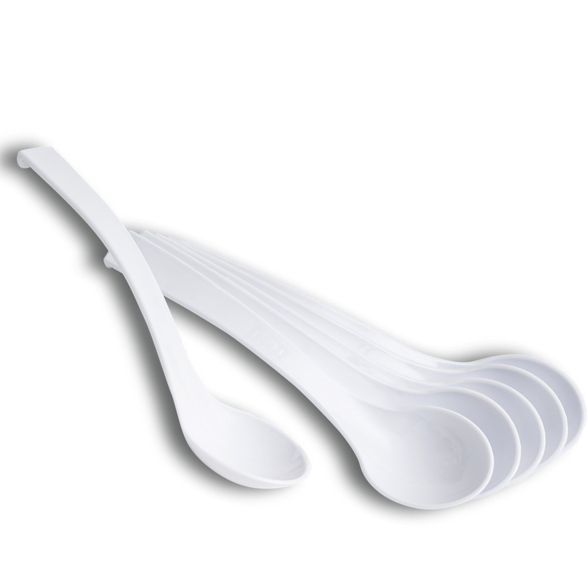 TronicXL Servierlöffel 6 Stück Schöpflöffel Feinkostlöffel Löffel Feinkost weiß Salat Gemüse, spülmaschinengeeignet San Kunststoff lebensmittelecht – Bild 5 von 5