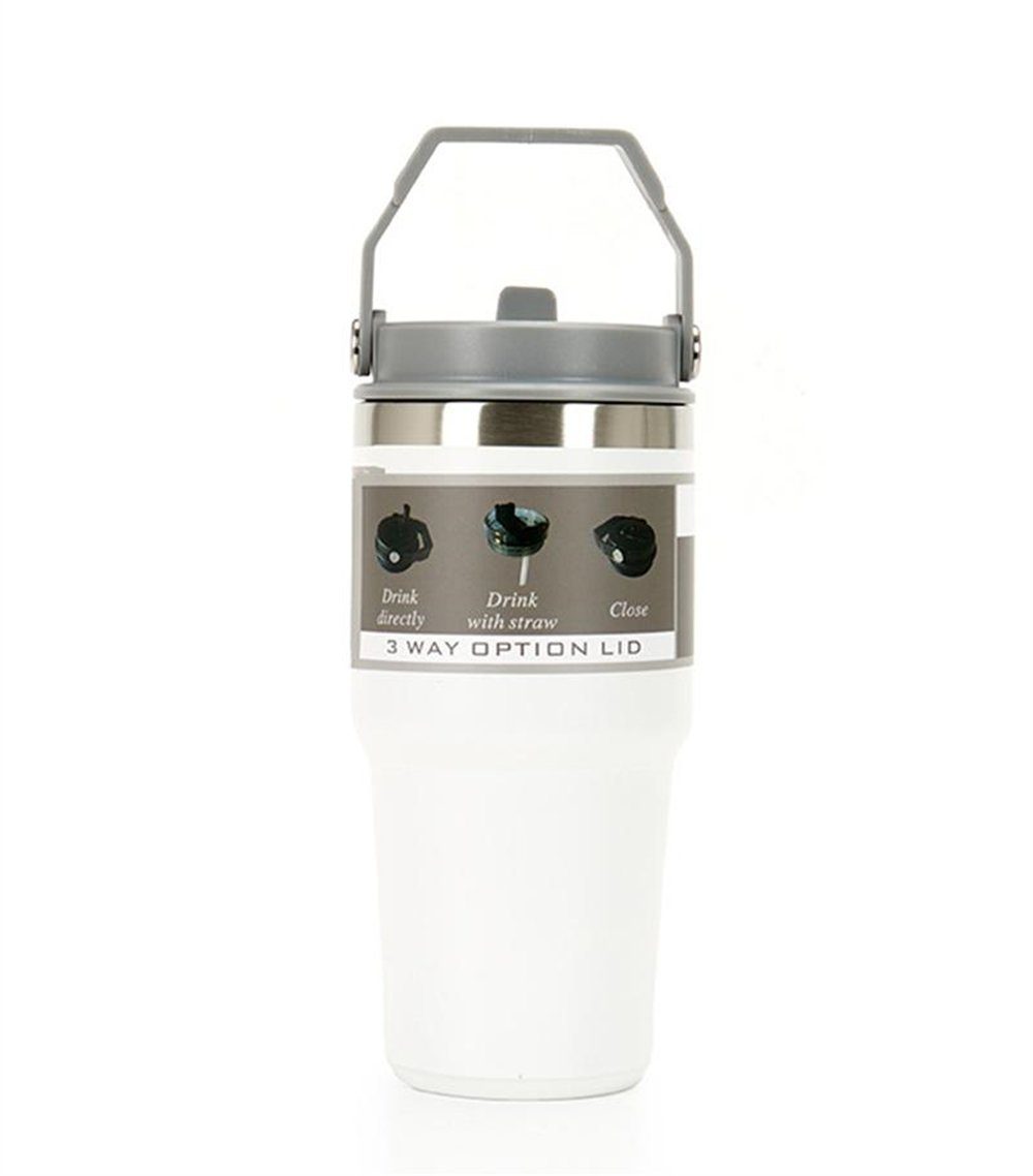 Rouemi Isolierflasche Sport-Wasserflasche, Doppelschicht-Vakuum-Isolierbecher 850ml, Heiß- und Kaltgetränke Isolierung,12h heiß/24h kalt weiß | Isolierflaschen