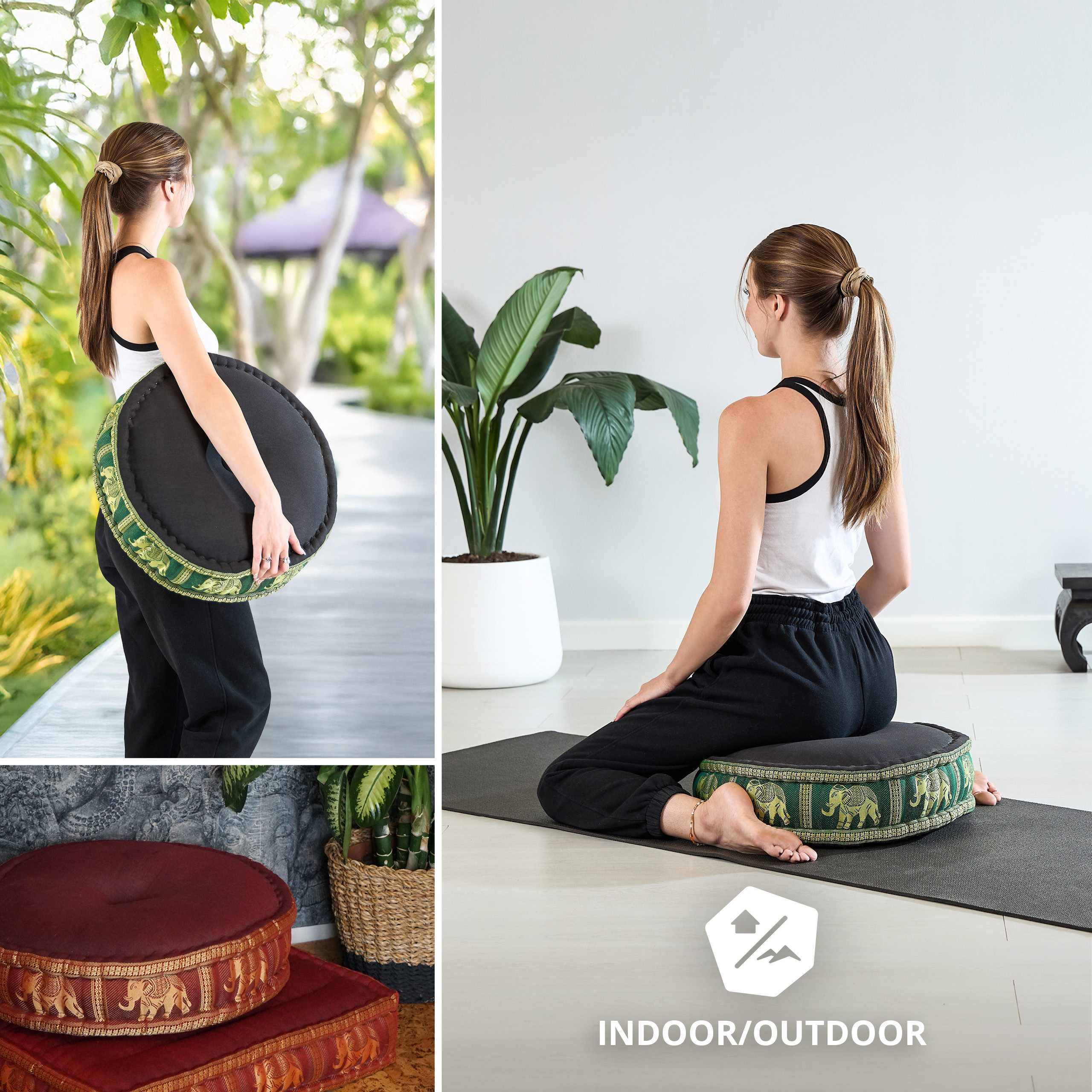 livasia Meditationskissen Zafukissen groß (Deluxe) - 45x15cm, Kapok, vegan, handgefertigt