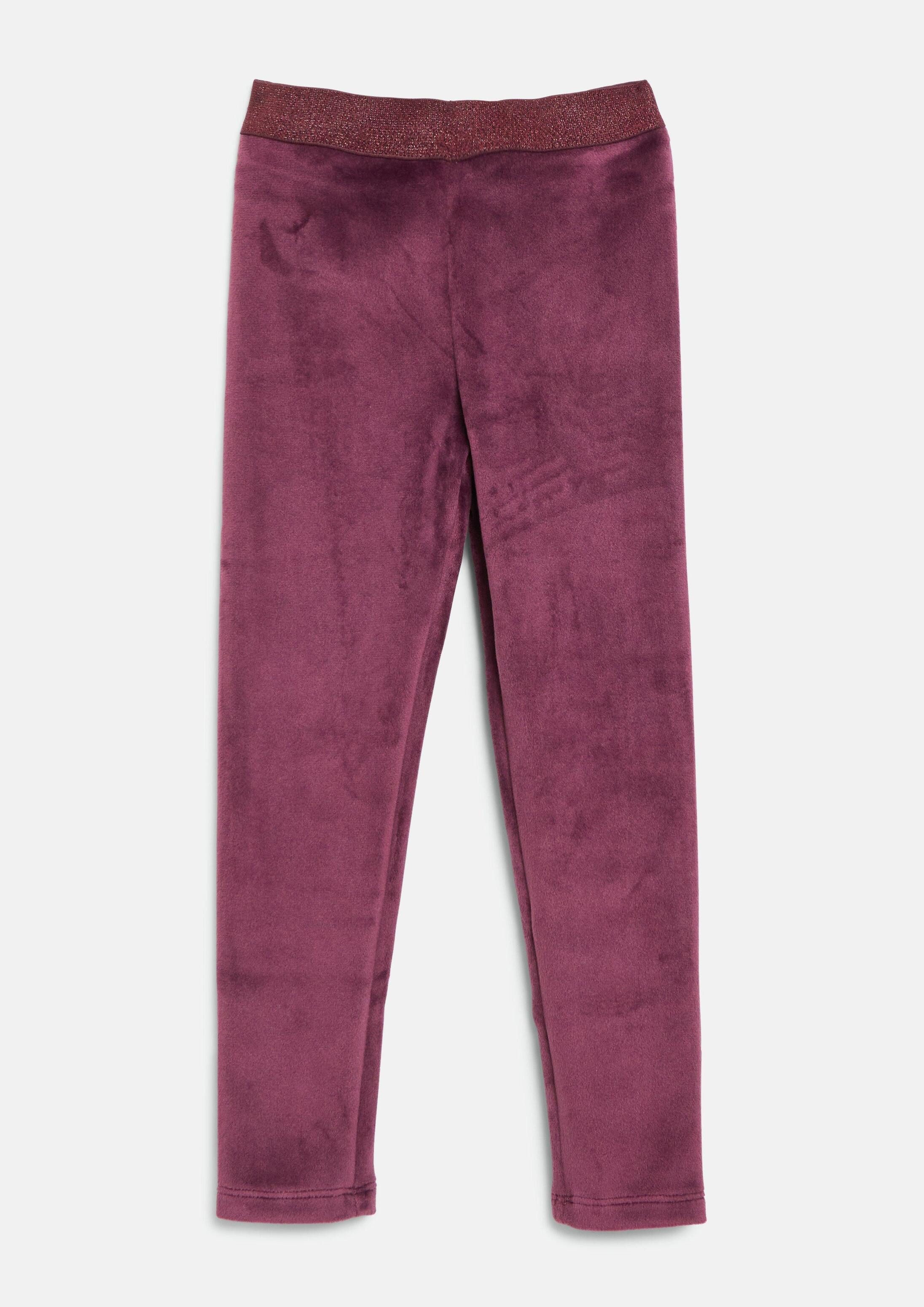 s.Oliver Leggings Leggings Velours-Leggings mit Glitzerbund