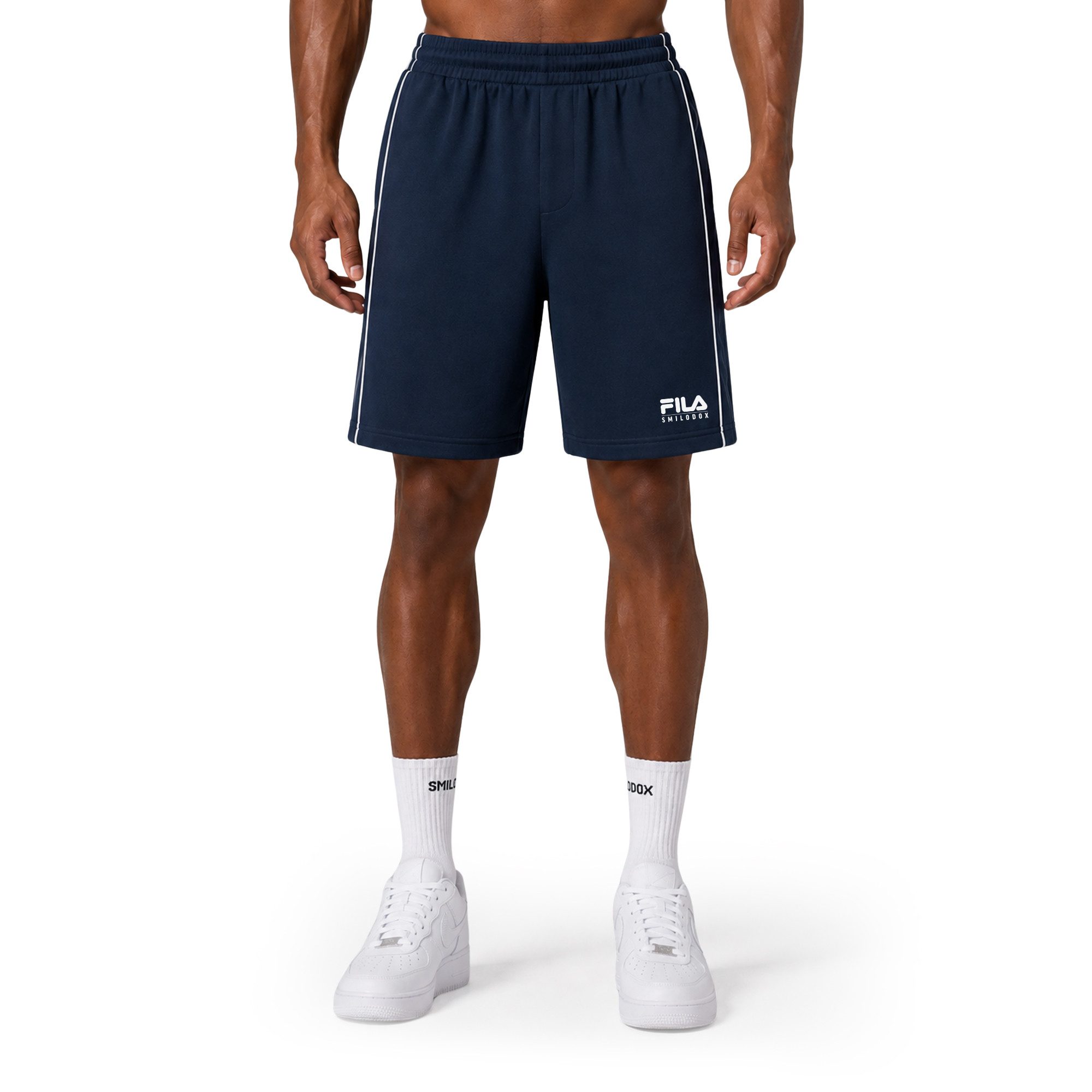 Smilodox Shorts Iseo Herren, FILA Jogger, Regular Fit, Baumwolle, für Sport, Freizeit FILA Kollaboration, Side Stripes, Rippbund, Tapered Leg
