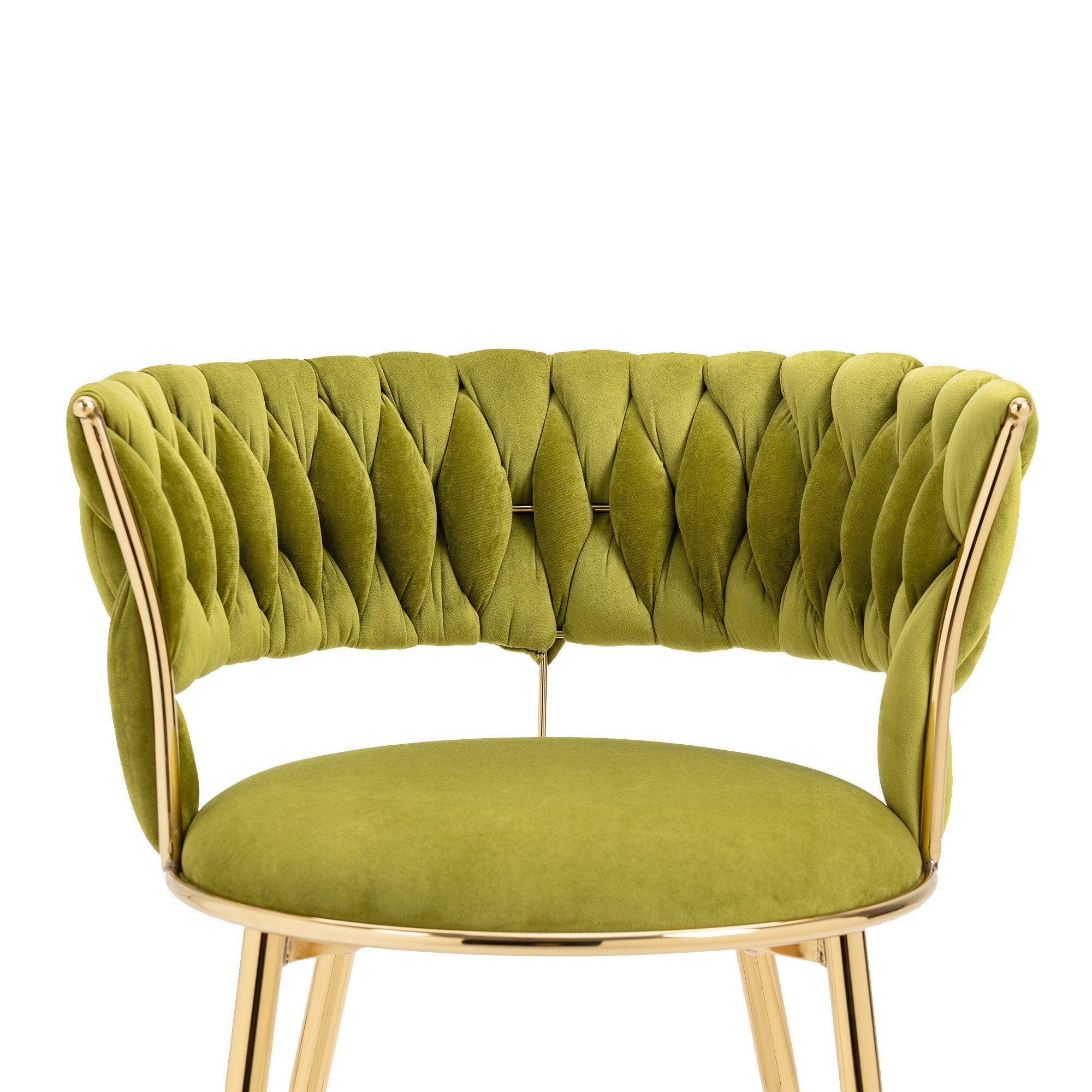Odikalo Esszimmerstuhl Loungesessel Grün 2 mehrere goldene Stück Metallfüße Form runde Samt Farben