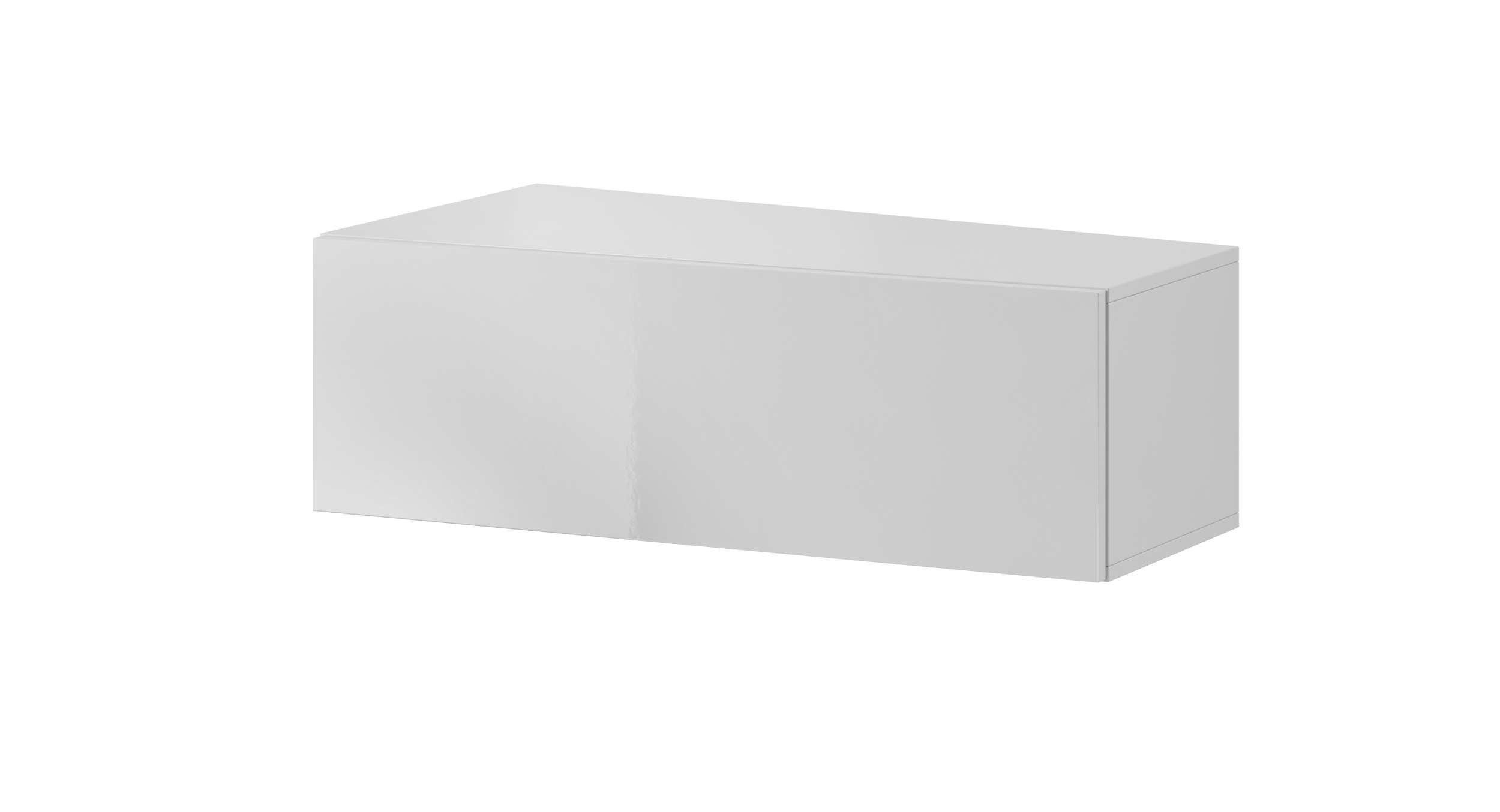 Stylefy Stauraumschrank Vago SLATE I (Wandregal, Wandschrank) mit Klapptür, Push-to-Open, variabel hängbar, Modern Design Weiß Matt - Weiß Hochglanz