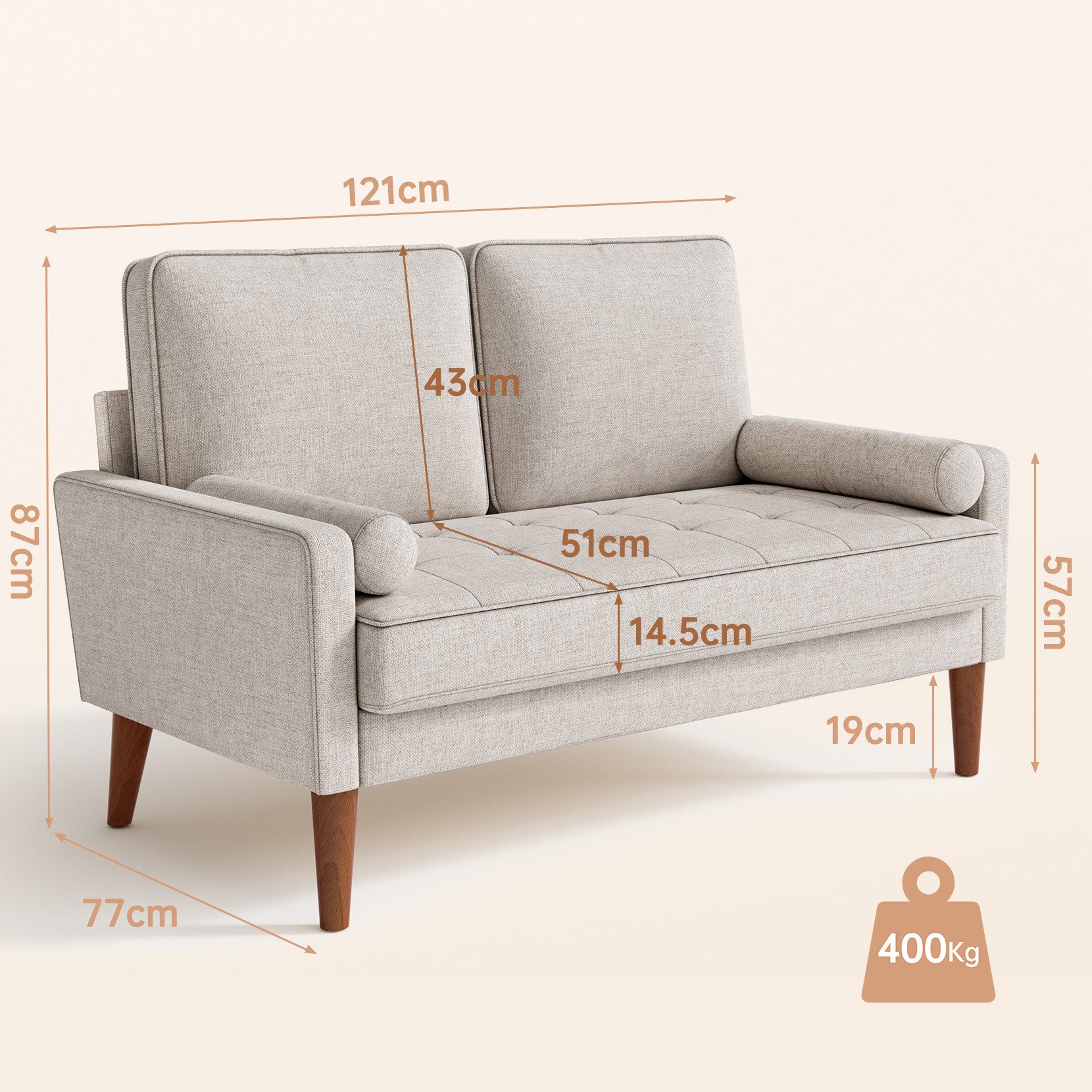 OUNUO 2-Sitzer Sofa 2 Sitzer, Modernes günstig online kaufen