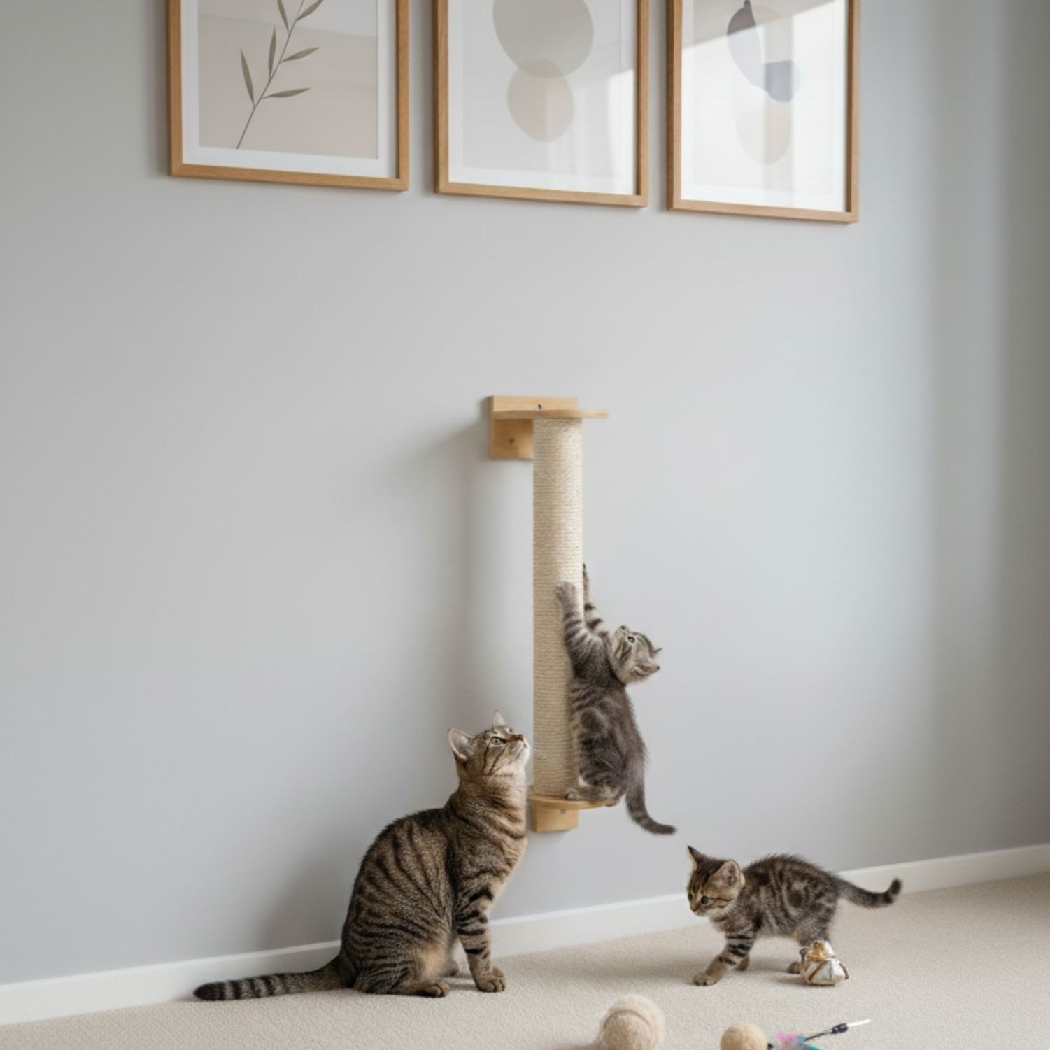 eyepower Kratzbaum zur Wandmontage - 66 cm Wandkratzbaum für Katzen - Sisal Kratzstamm, Sistammstamm Wand - Katzenkratzbaum platzsparend - Kletterwand Katze