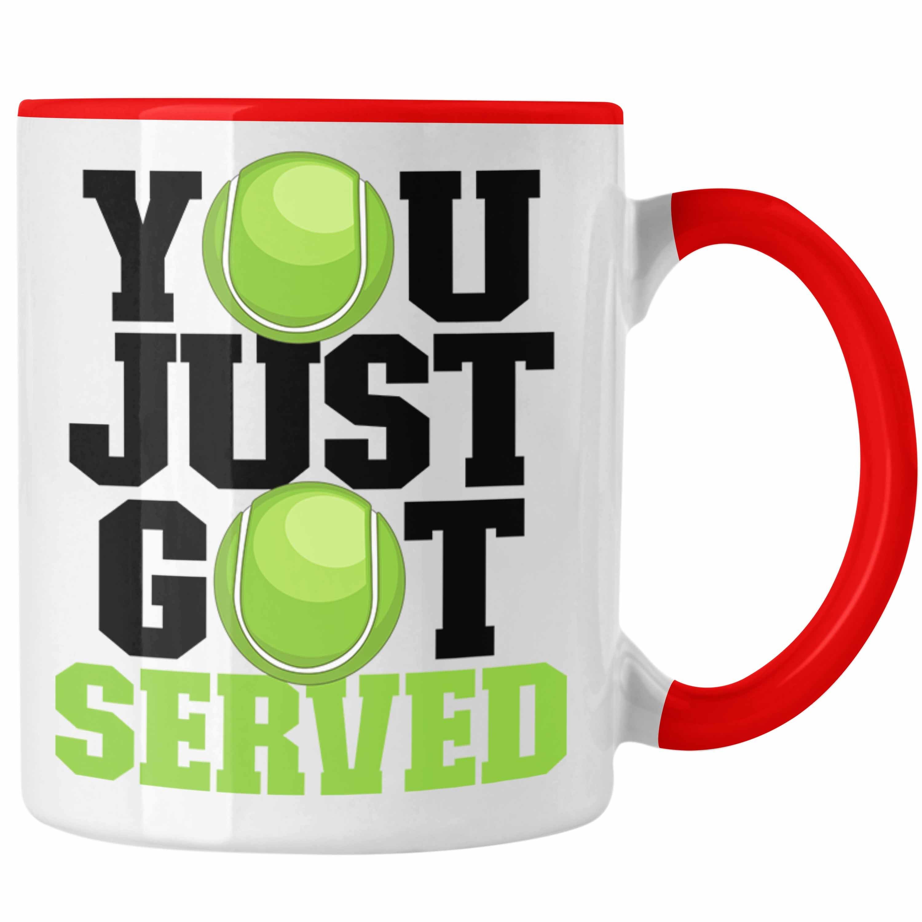 Trendation Tasse Lustige Tennis Tasse für Tennis-Spieler Coach Trainer Geschenk"You Jus Rot