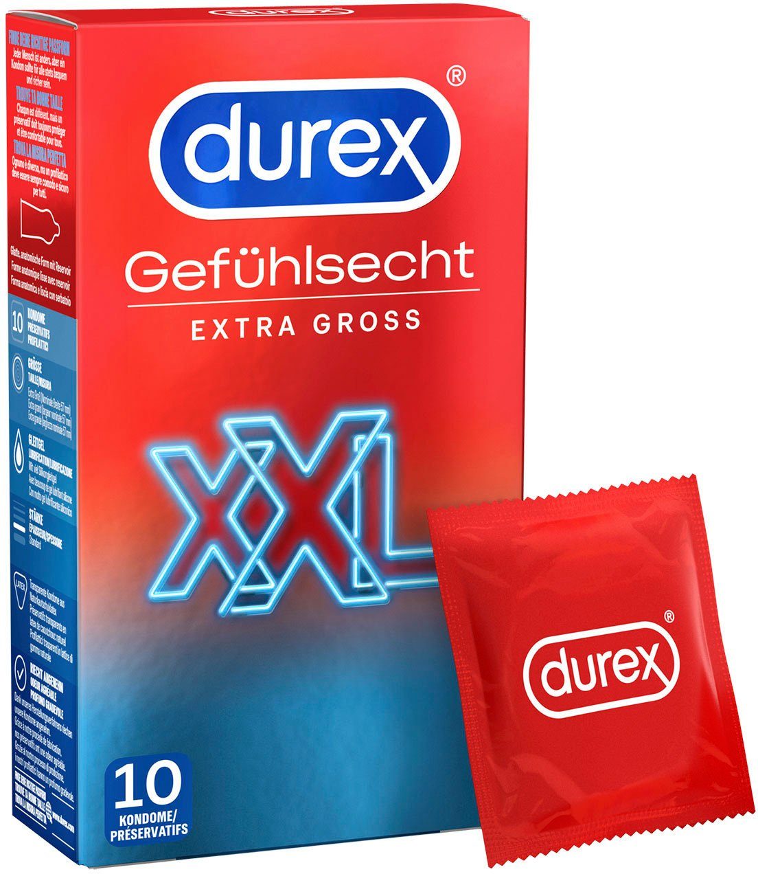 Durex Xxl Kondome Gefühlsecht Extra Groß Packung 10 St 