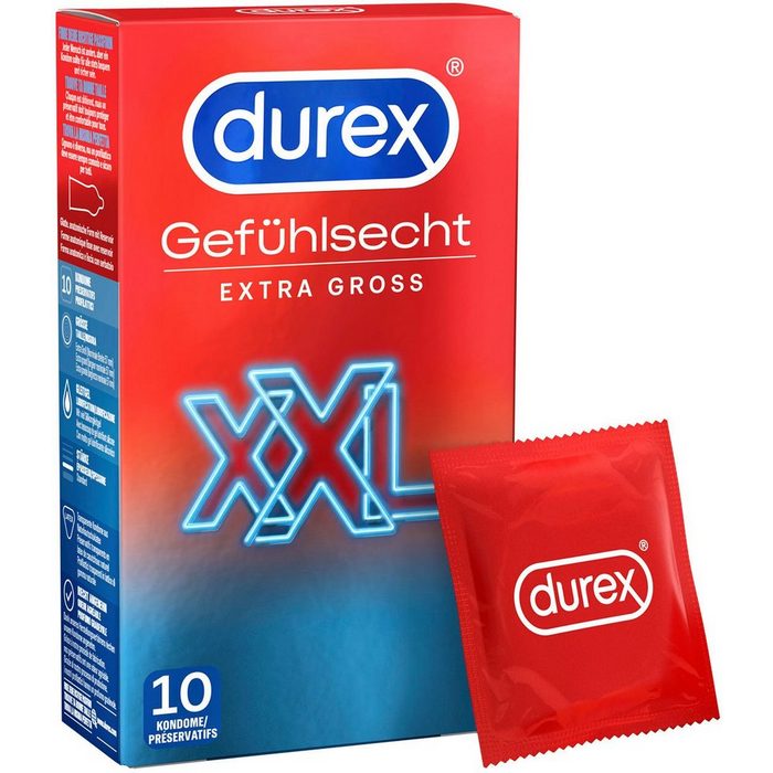 durex XXL-Kondome Gefühlsecht Extra Groß Packung 10 St.