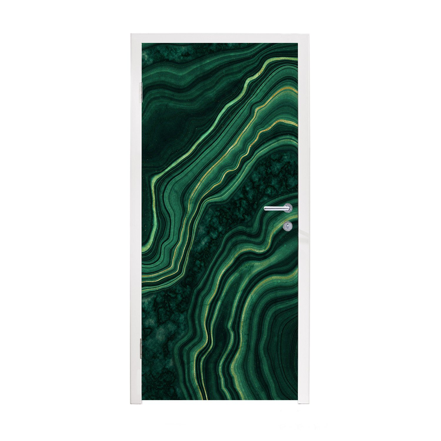 MuchoWow Türtapete Marmor - Schwarz - Muster, Matt, bedruckt, (1 St), Fototapete für Tür, Türaufkleber, 75x205 cm