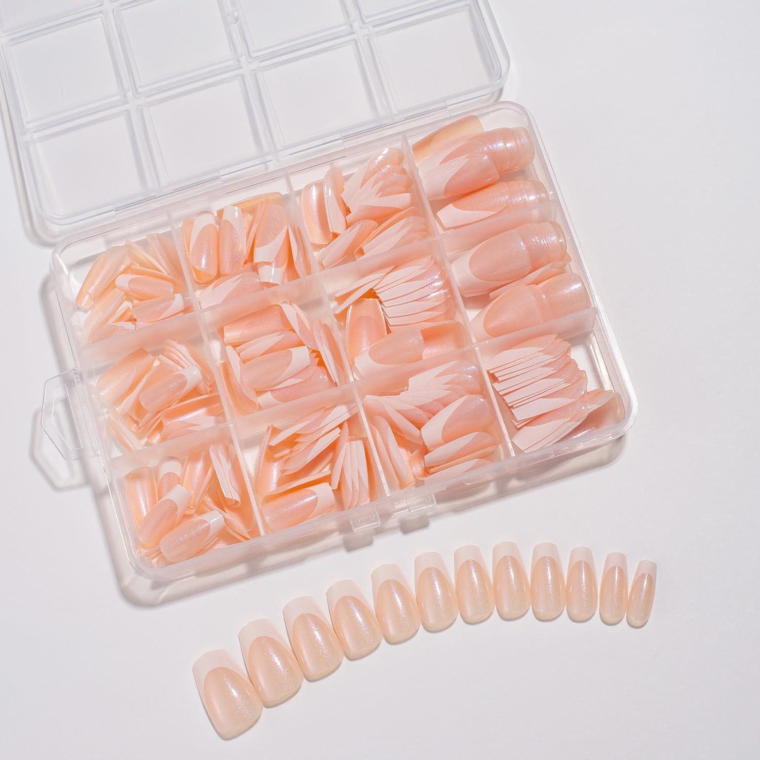 LuxusKollektion Kunstfingernägel Künstliche Fingernägel 240 12 Größen Nagelkleber Ballerina Mittel