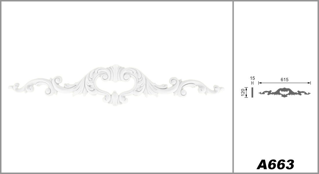 Grand Decor Wanddekoobjekt A663 (Ornament aus PU - große Auswahl, 120x615mm günstig online kaufen