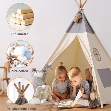 EBUY Spielzelt Tipi Zelt für Kinder,Tippi Kinderzelt für drinnen 100% Baumwolle (1-tlg)