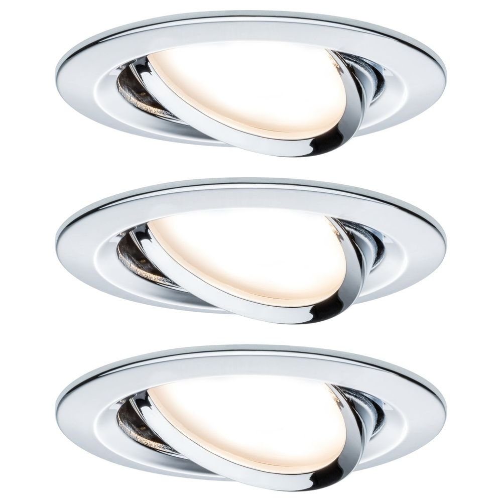 Paulmann LED Einbauleuchte Premium LED Einbauspot Slim Coin, schwenkbar, dimmbar, chrom, 3er Set, keine Angabe, Leuchtmittel enthalten: Ja, fest verbaut, LED, warmweiss, Einbaustrahler, Einbauleuchte