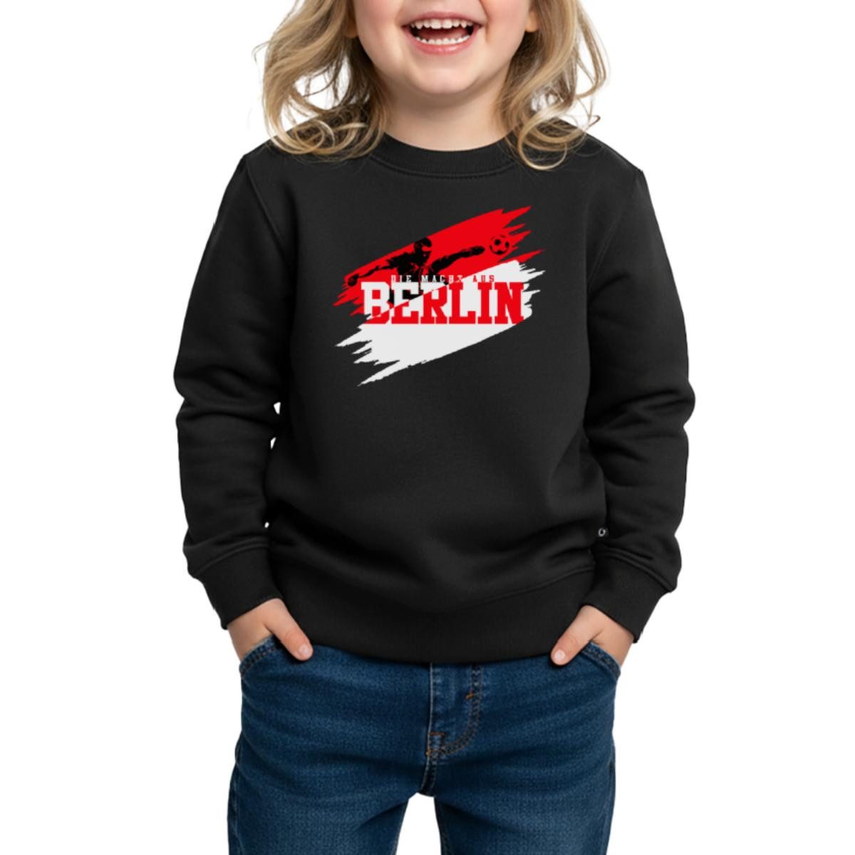 Spreadshirt Sweatshirt Die Macht Aus Berlin Rot-Weiß Fußball Fan Kinder Premium Pullover (1-tlg)