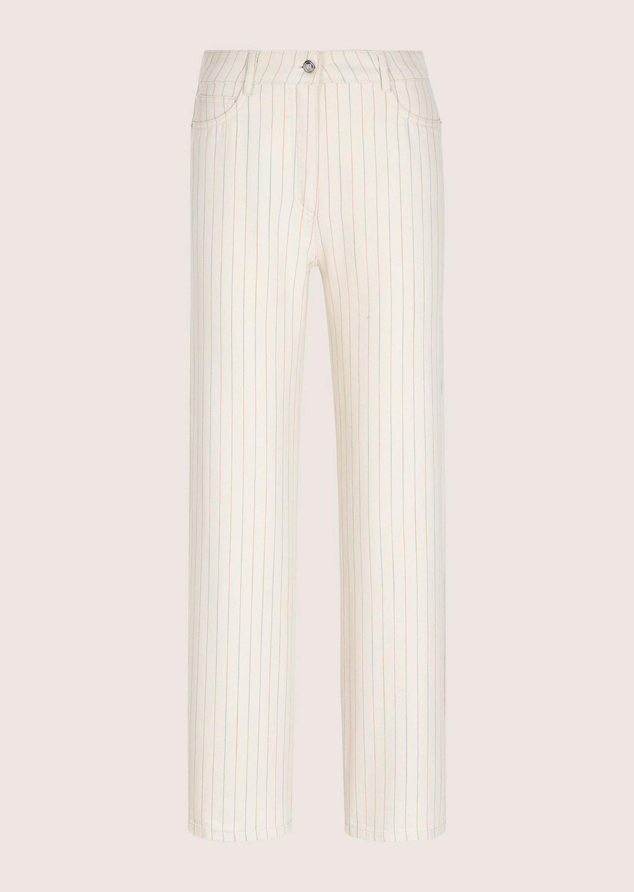 Gerade Jeans Kurzgröße: Nadelstreifenhose mit weitem Bein