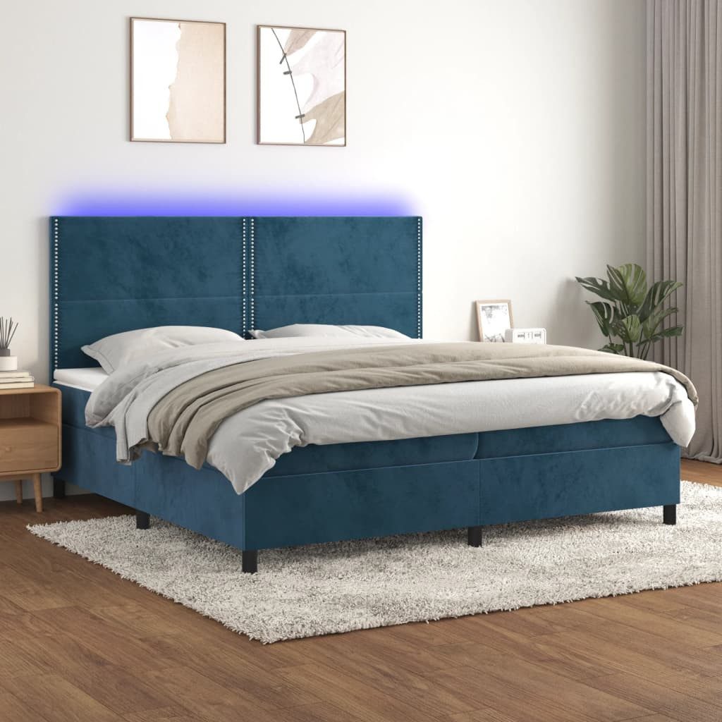 vidaXL Boxspringbett Boxspringbett mit Matratze LED Dunkelblau 200x200 cm S günstig online kaufen