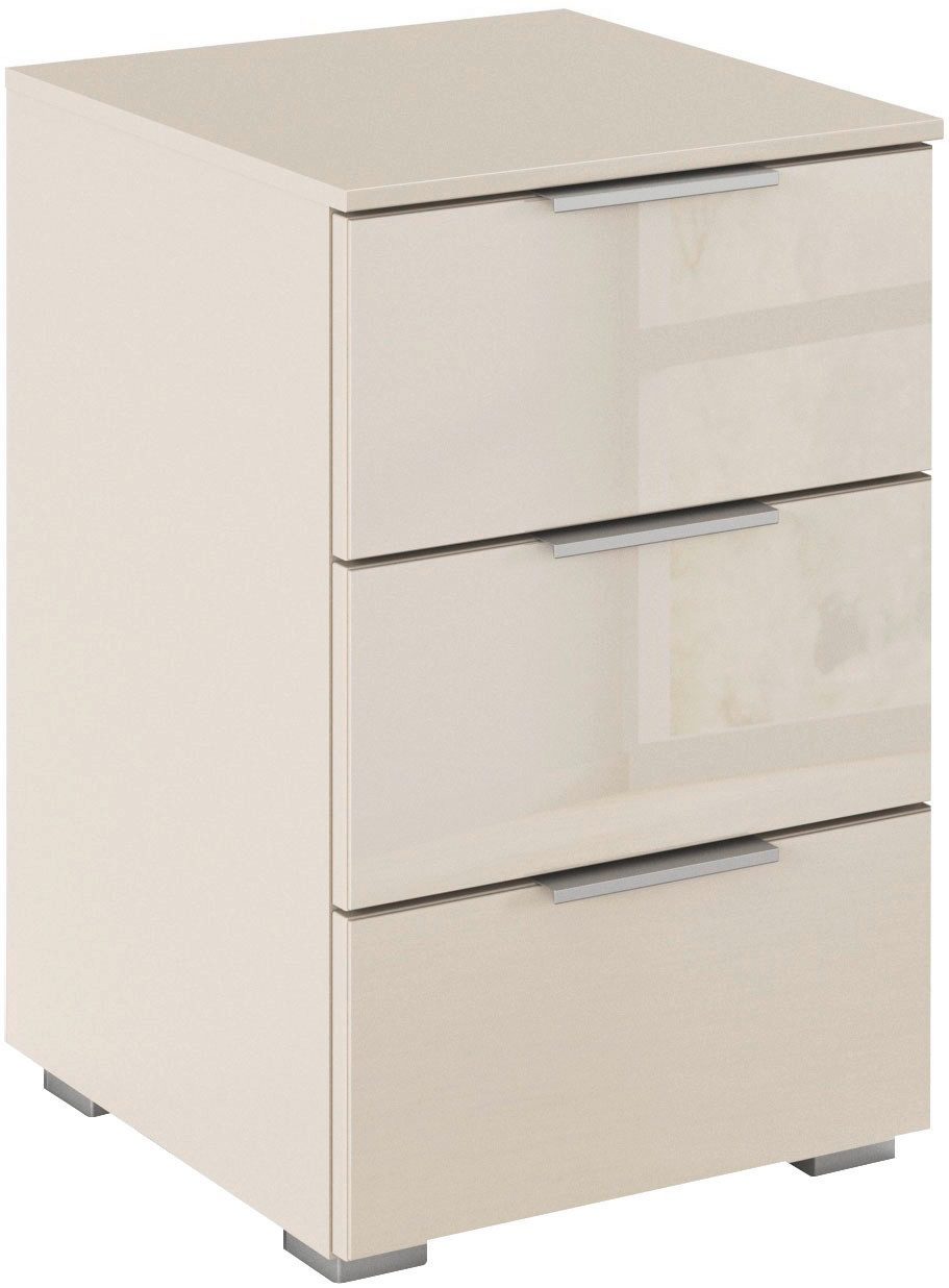 OTTO home Nachtkommode Nachttisch Nachtschrank Nachtkonsole AGORDO mit Glasfront (in zwei Griff-Farben, Breite 40 cm), mit 3 geräumigen Schubladen für viel Stauraum MADE IN GERMANY
