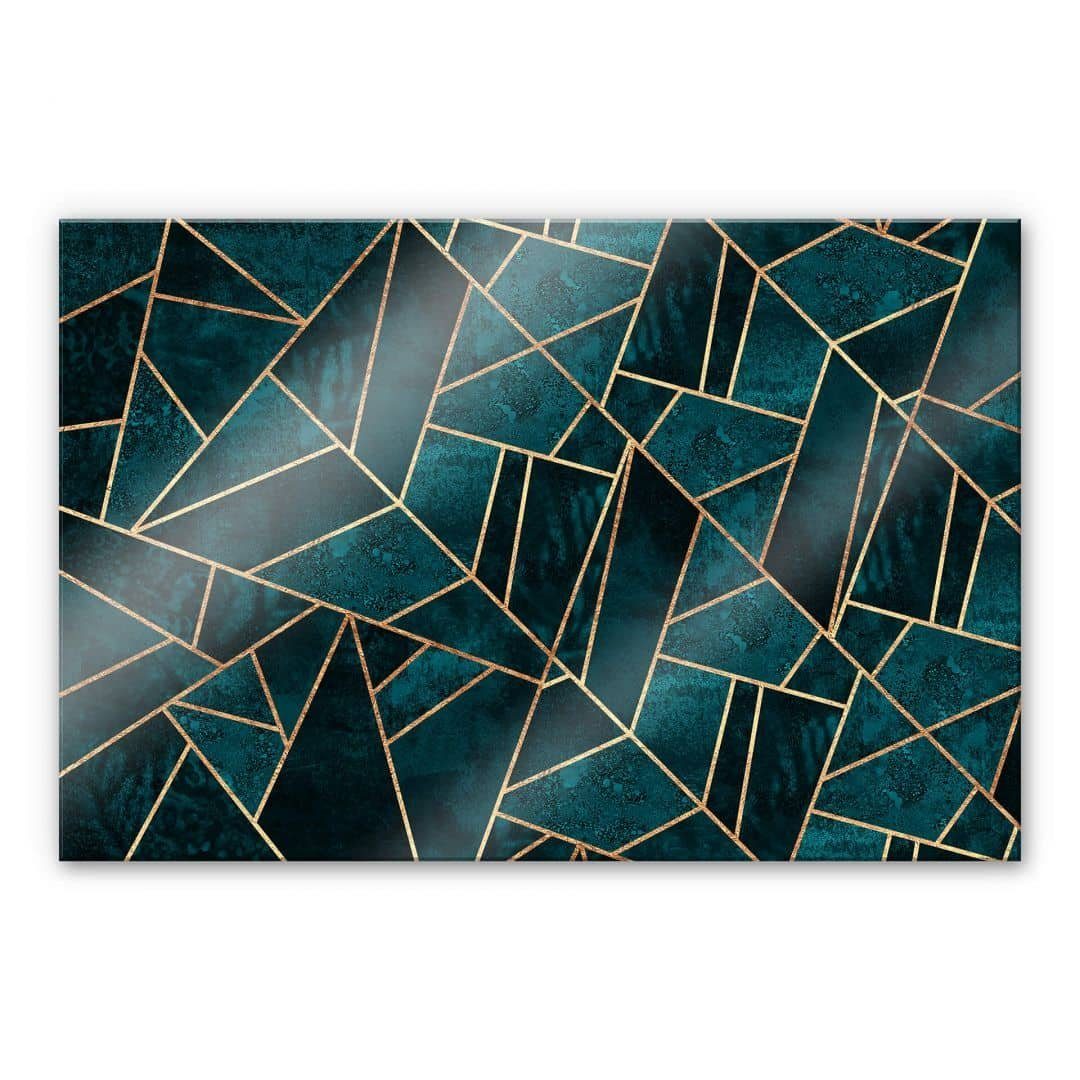 K&L Wall Art Spritzschutz Glas Küchenrückwand Blau Grün Edelstein Dschungel