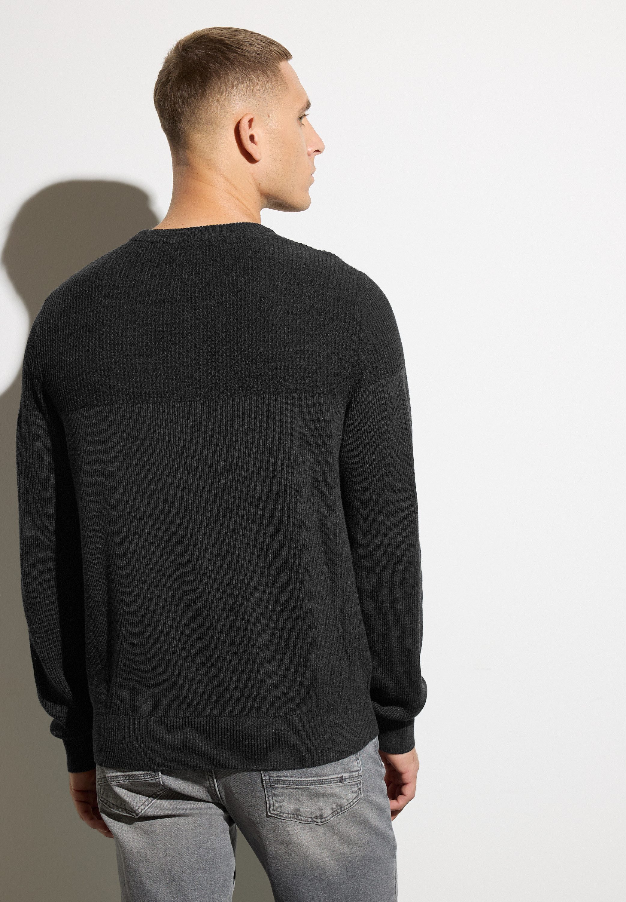 STREET ONE MEN Strickpullover aus reiner Baumwolle günstig online kaufen