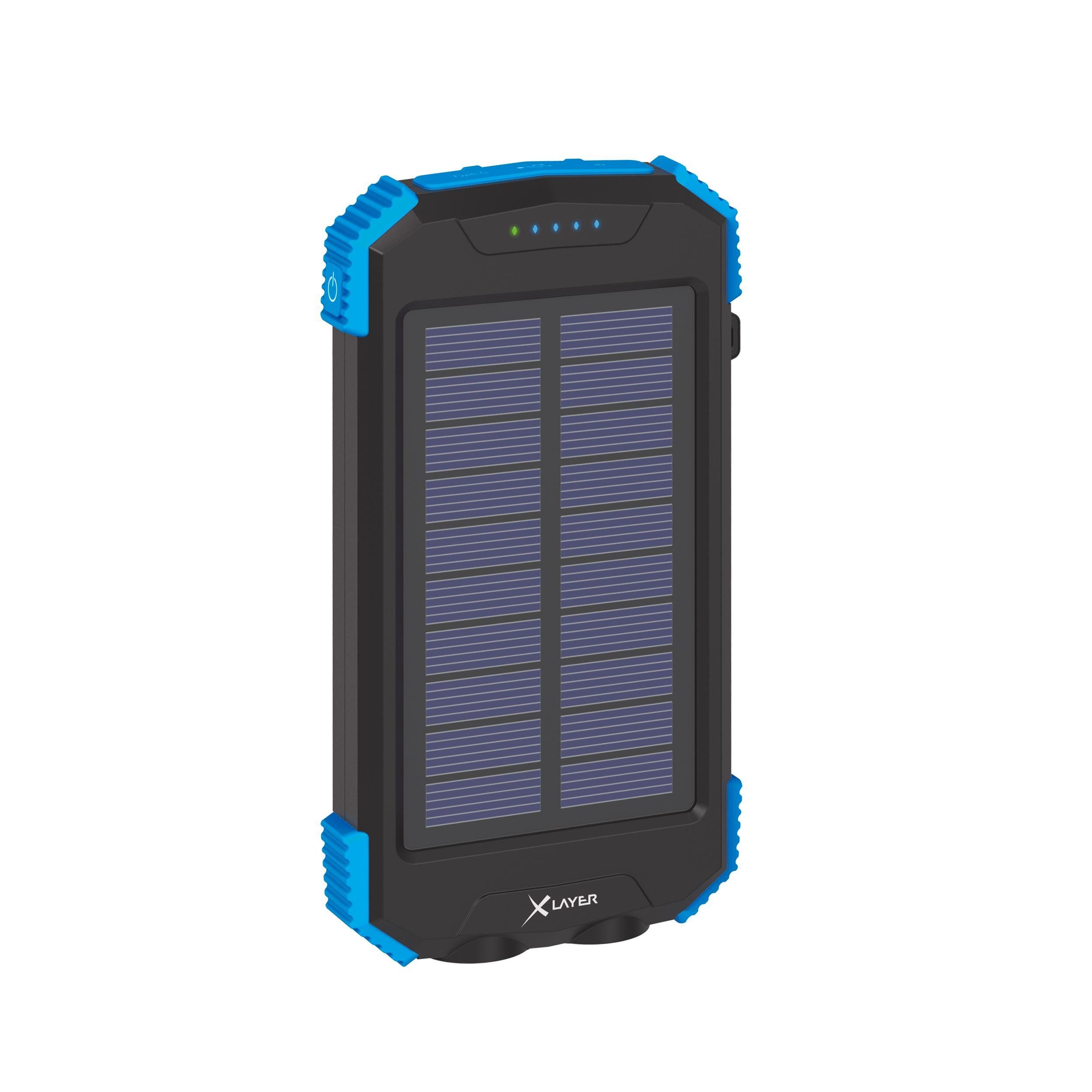 XLAYER Powerbank Plus Solar Wireless (10000mAh) Solarladegerät (Hochwertiges Solar-Panel und induktive Ladefläche)