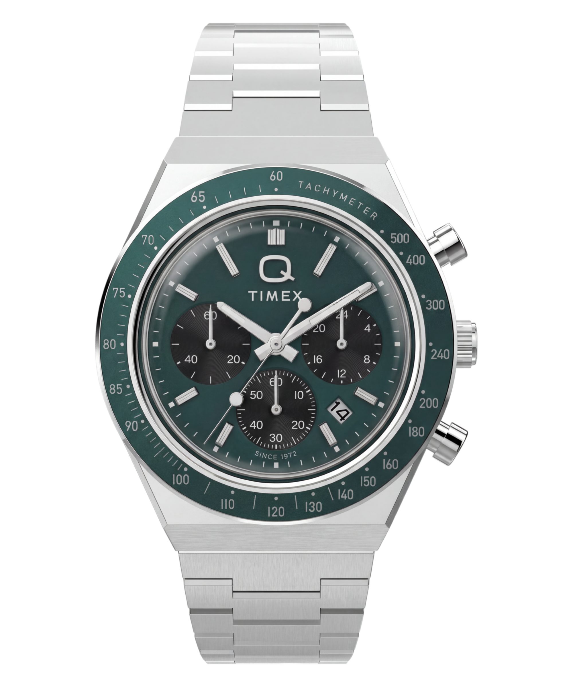 Timex Chronograph Q Timex Chrono TW2Y88500AJ, Quarzuhr, Armbanduhr, Herrenuhr, Edelstahlarmband, analog, Tag