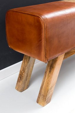 KADIMA DESIGN Sitzbank Retro Sitzmöbel mit Stauraum aus Leder & Holz, 120cm lang